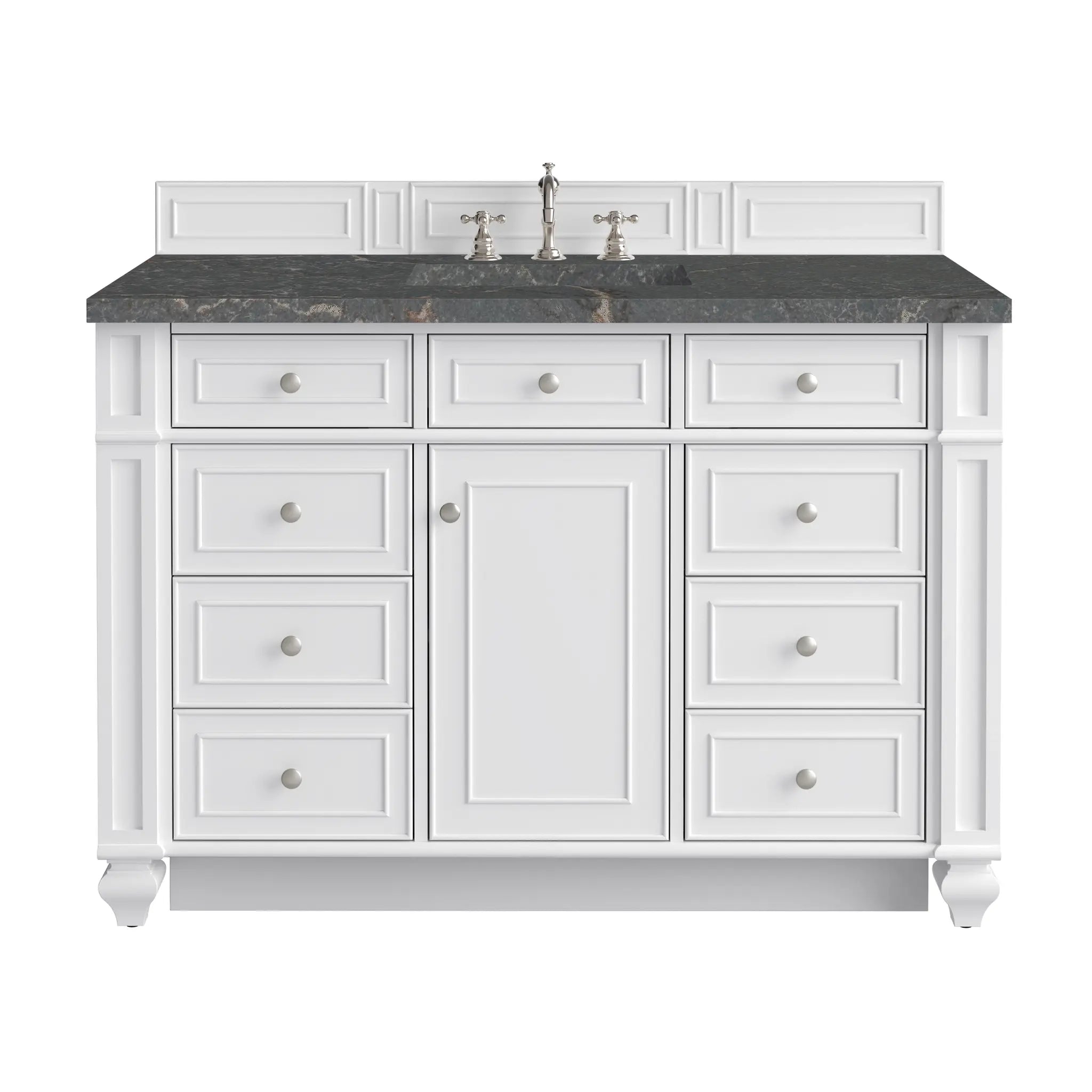 48 Bristol Single Vanity In Bright White Standard Parisien Bleu Silestone 8 Widespread 1