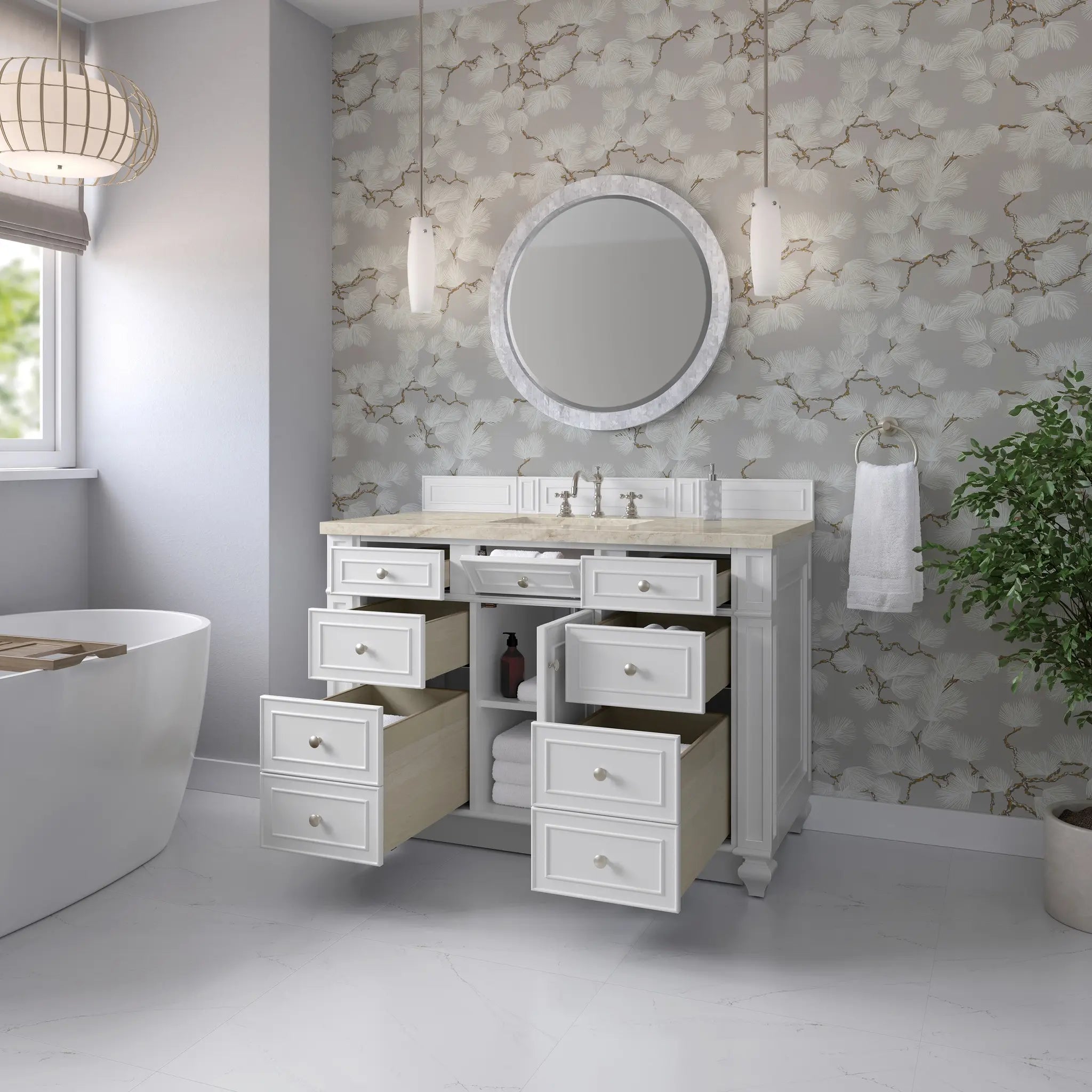 48 Bristol Single Vanity In Bright White Standard Tajnar Eclos 8 Widespread 4