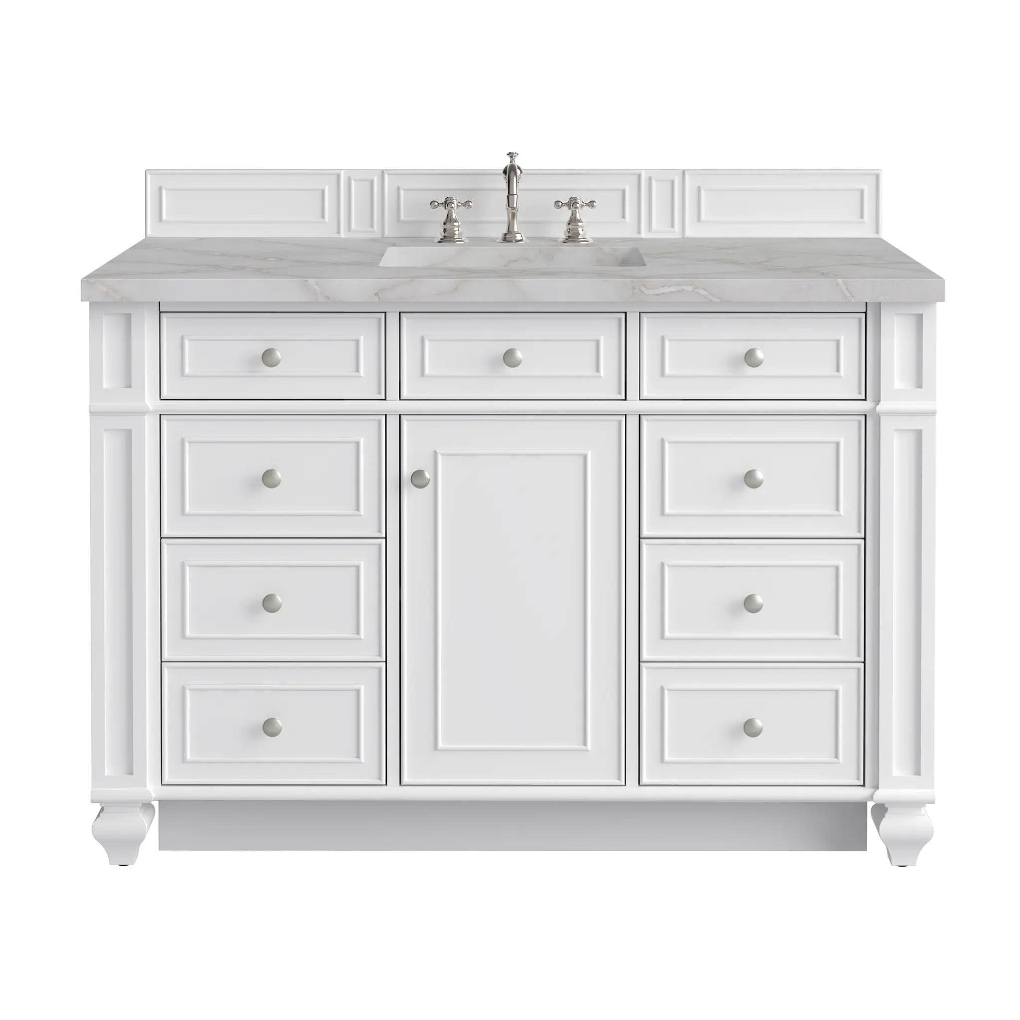 48 Bristol Single Vanity In Bright White Standard Victorian Silver Silestone 8 Widespread 1