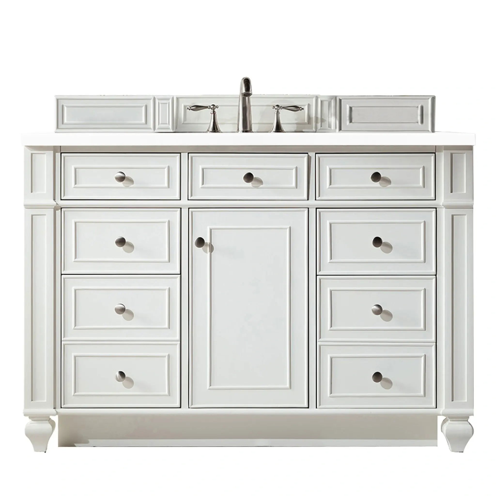 48 Bristol Single Vanity In Bright White Standard White Zeus Silestone 8 Widespread 1