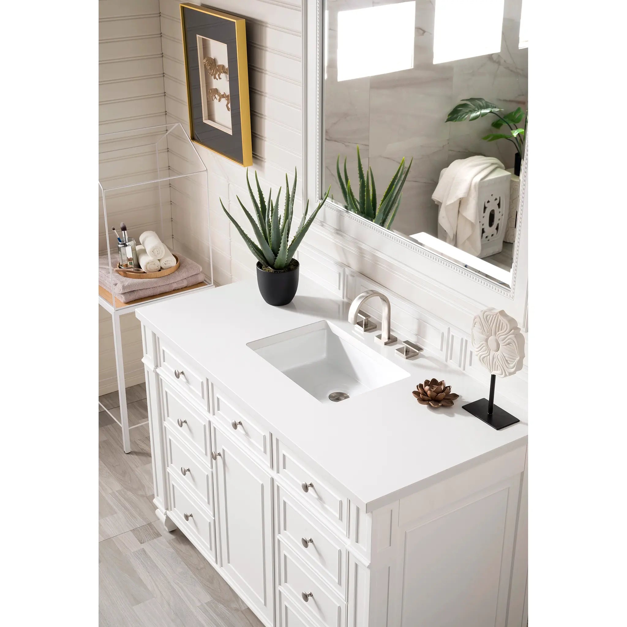 48 Bristol Single Vanity In Bright White Standard White Zeus Silestone 8 Widespread 2