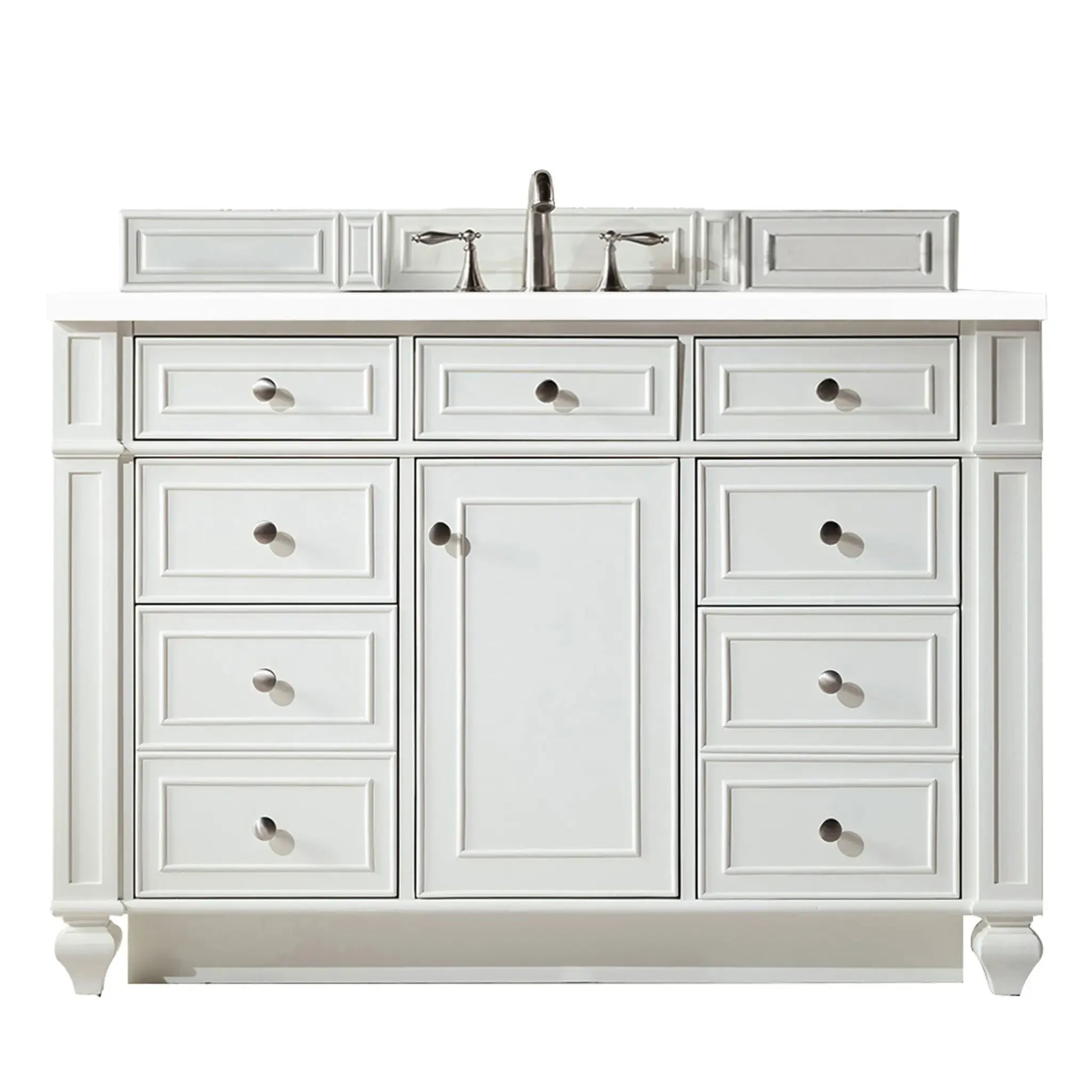 48" Bristol Single Vanity in Bright White-White Zeus Silestone-8" Widespread image