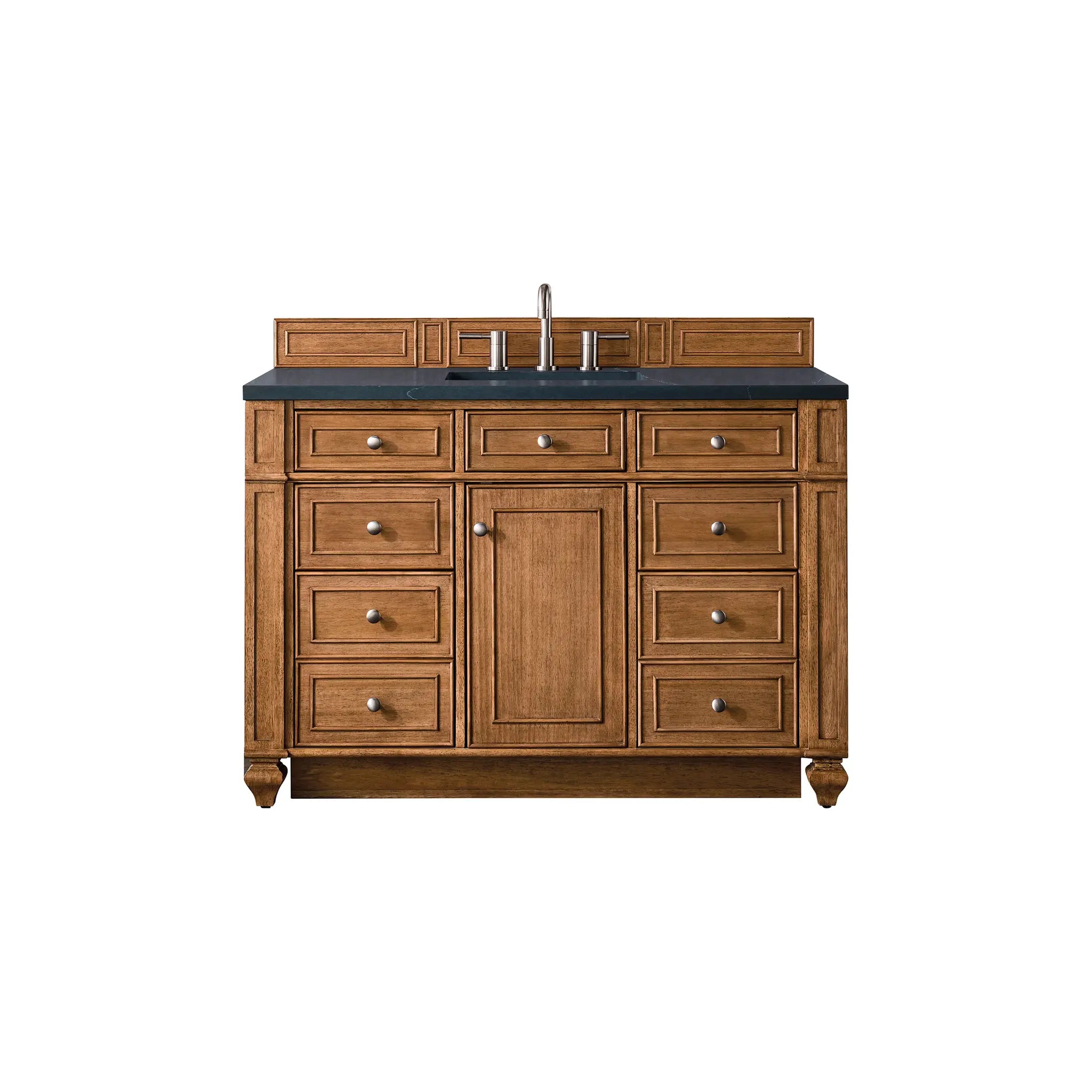 48" Bristol Single Vanity in Saddle Brown-Charcoal Soapstone Silestone-8" Widespread image