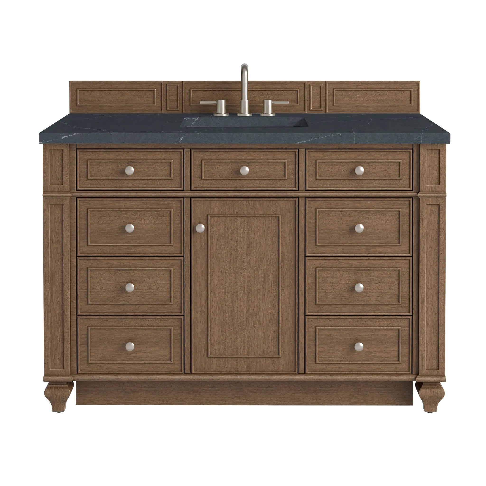 48 Bristol Single Vanity In Saddle Brown Standard Charcoal Soapstone Silestone 8 Widespread 1
