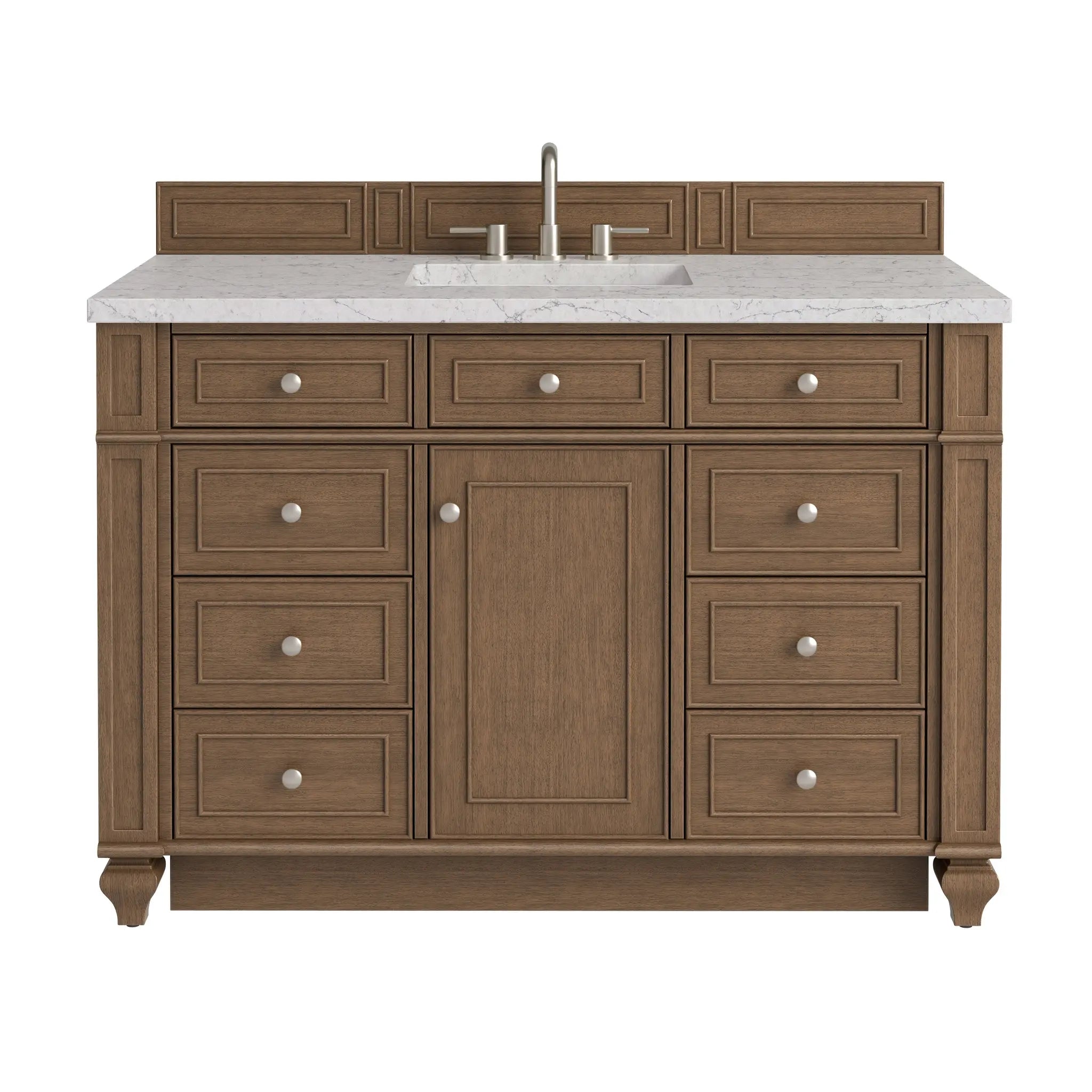 48 Bristol Single Vanity In Saddle Brown Standard Eternal Jasmine Pearl Silestone 8 Widespread 1