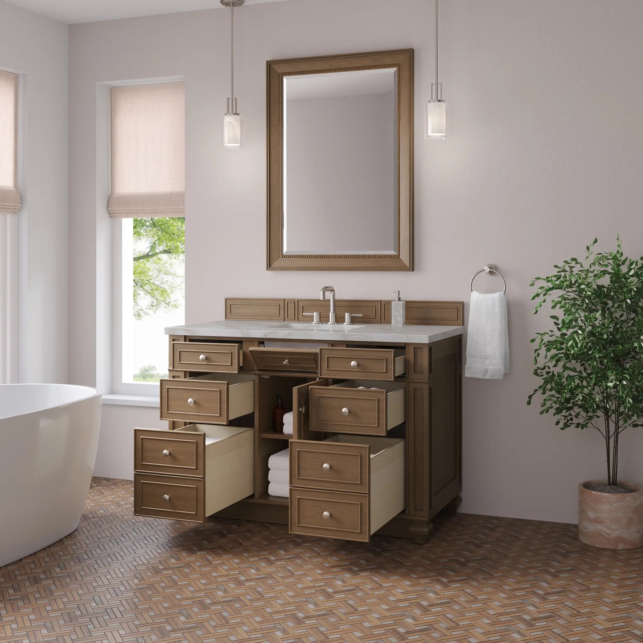 48 Bristol Single Vanity In Saddle Brown Standard Victorian Silver Silestone 8 Widespread 4