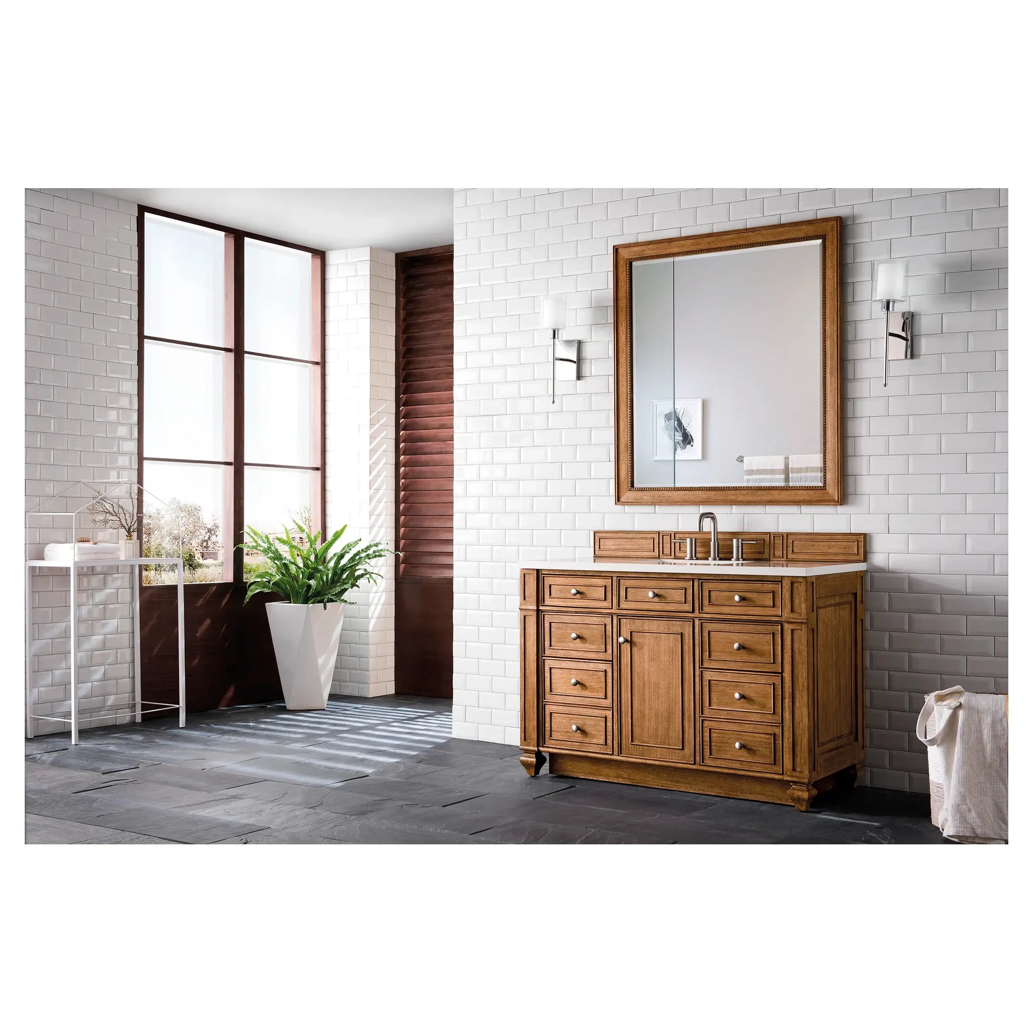 48 Bristol Single Vanity In Saddle Brown Standard White Zeus Silestone 8 Widespread 3