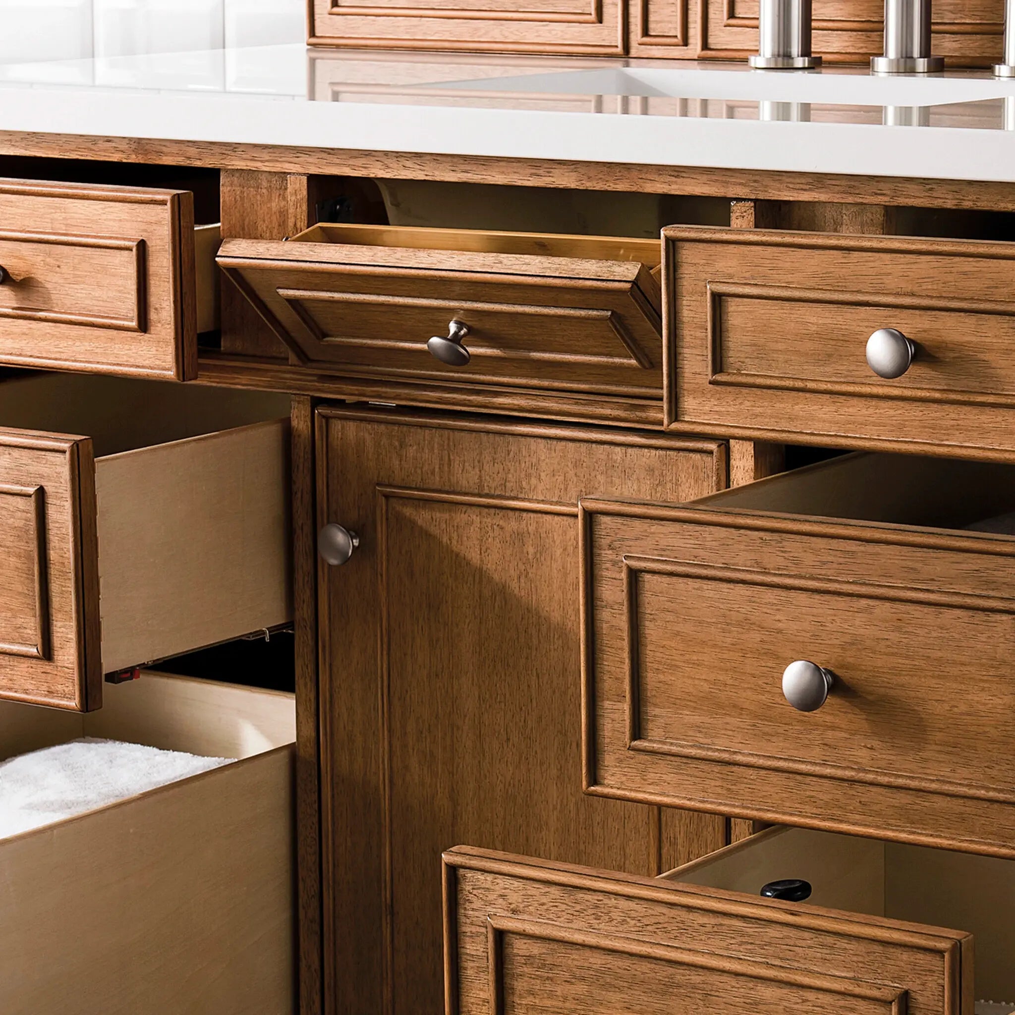 48 Bristol Single Vanity In Saddle Brown Standard White Zeus Silestone 8 Widespread 4