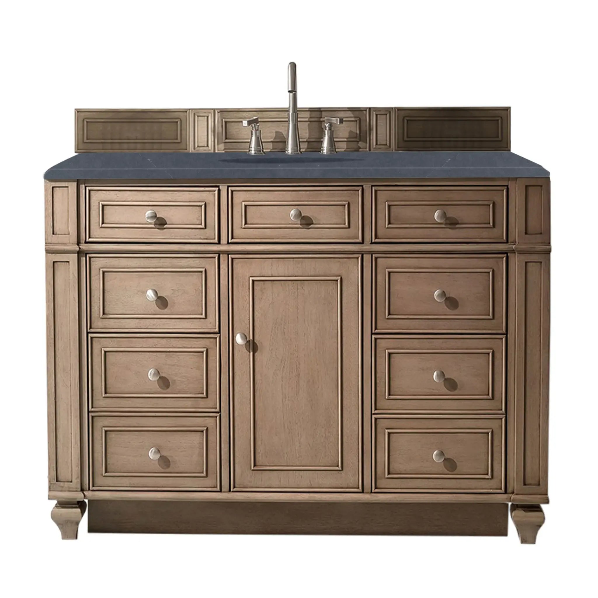 48" Bristol Single Vanity in Whitewashed Walnut-Charcoal Soapstone Silestone-8" Widespread image
