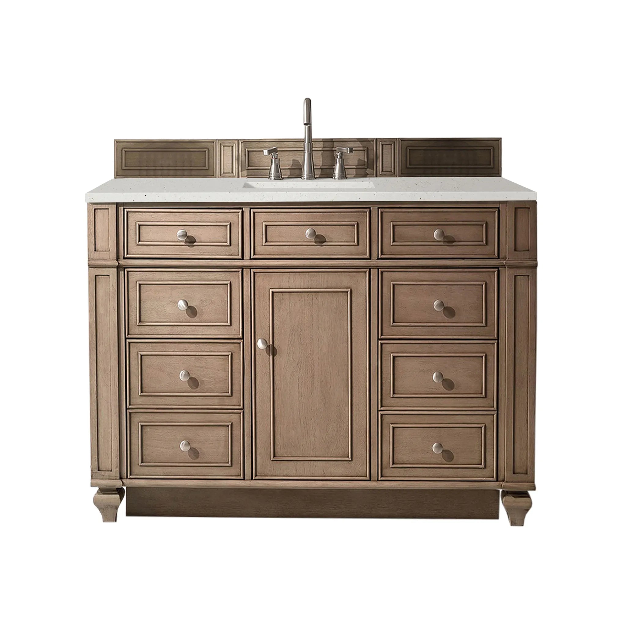 48" Bristol Single Vanity in Whitewashed Walnut-Lime Delight Silestone-8" Widespread image