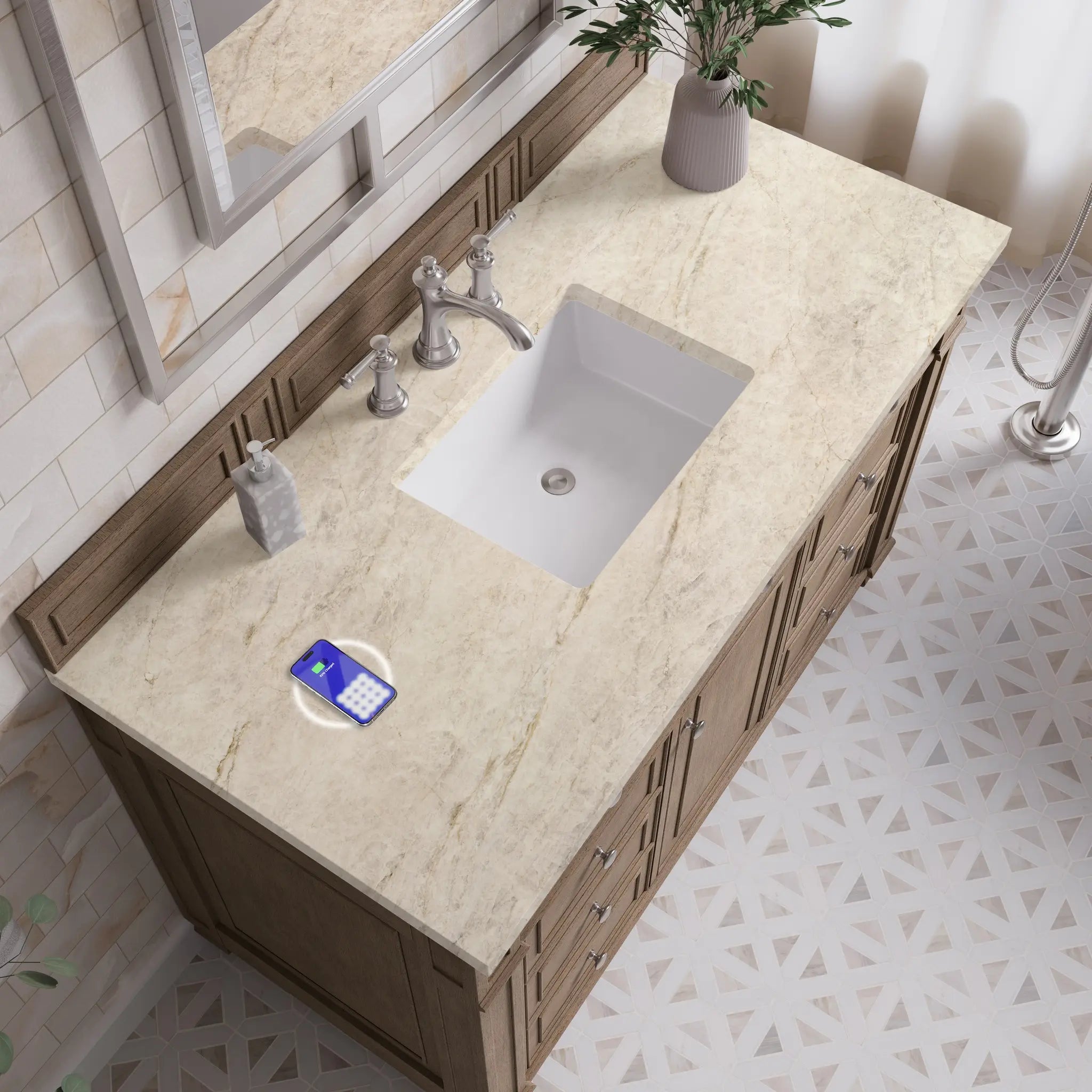 48 Bristol Single Vanity In Whitewashed Walnut Power Enabled Tajnar Eclos 8 Widespread 7