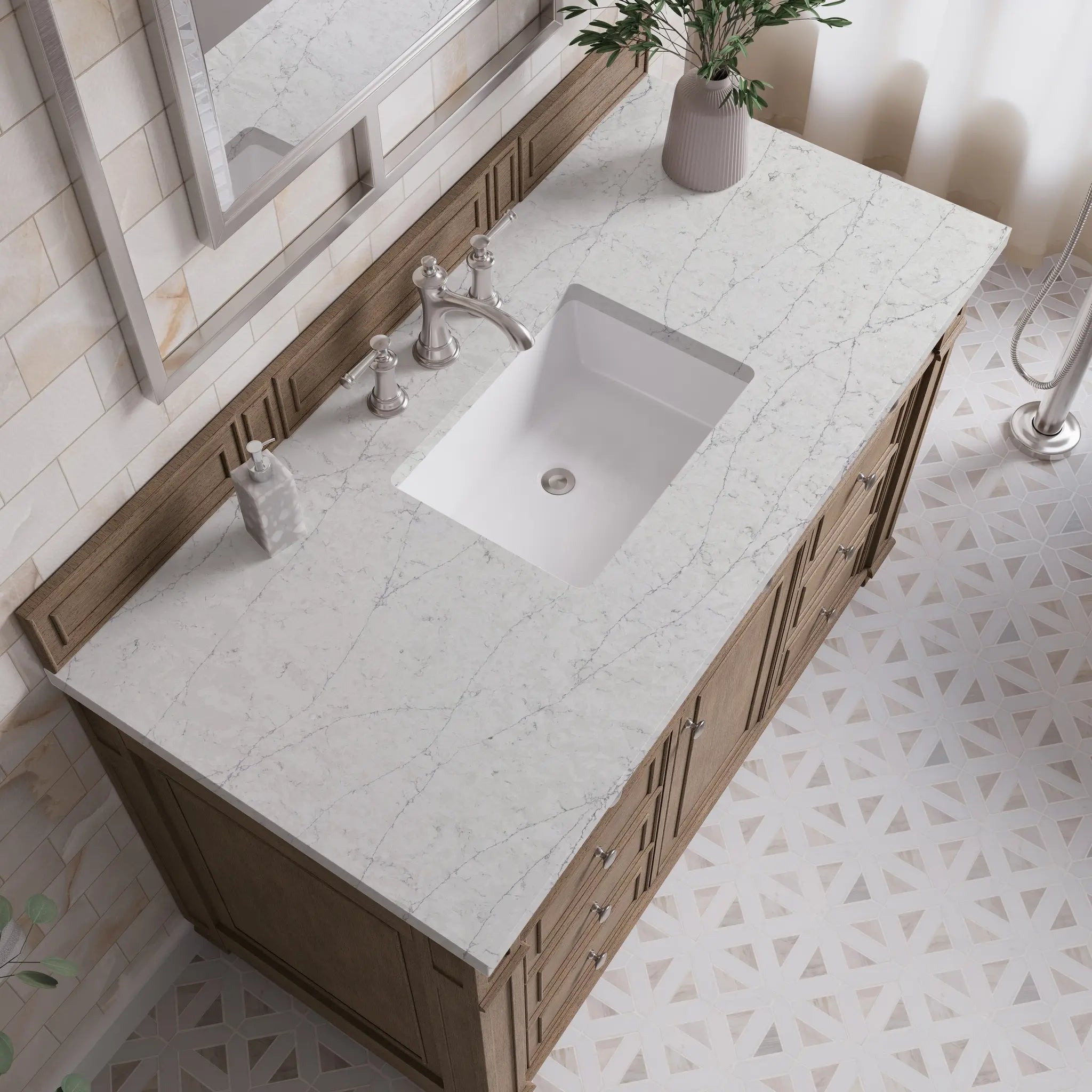 48 Bristol Single Vanity In Whitewashed Walnut Standard Eternal Jasmine Pearl Silestone 8 Widespread 5