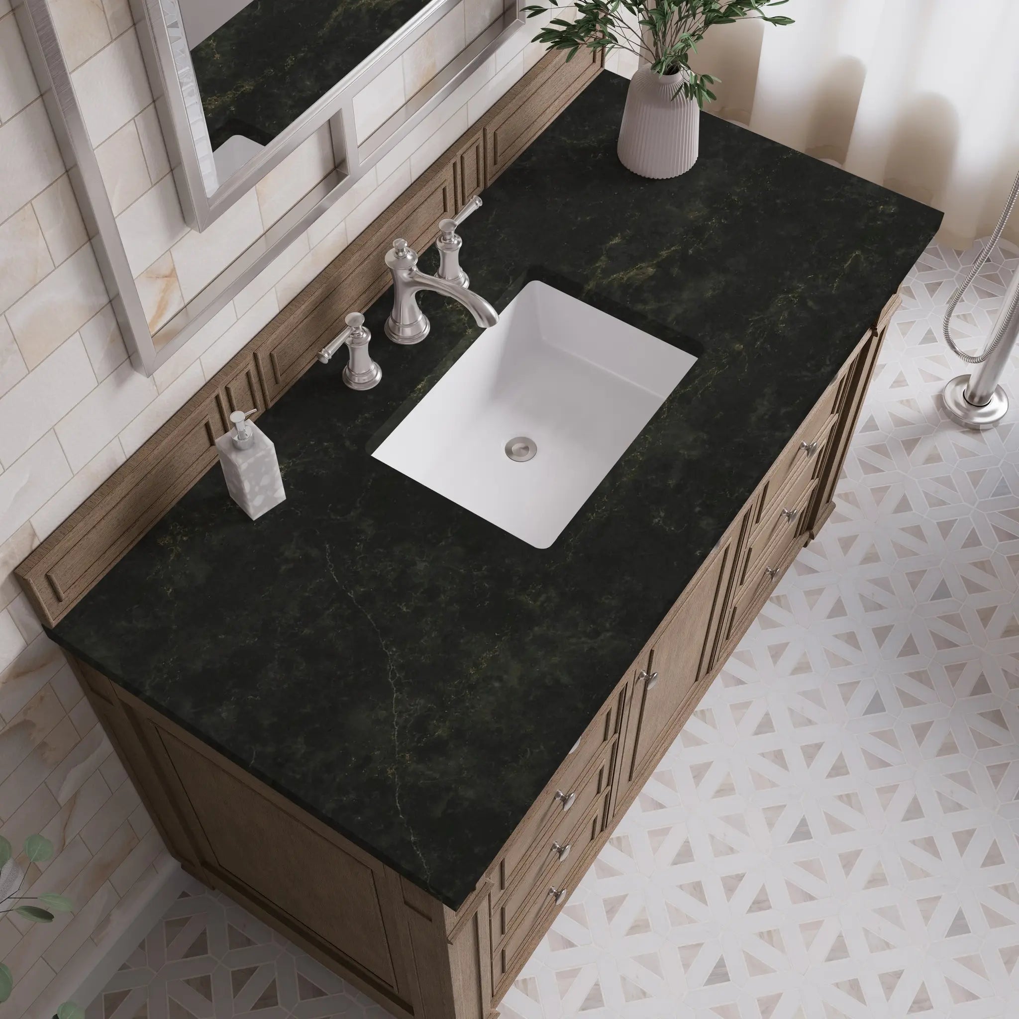 48 Bristol Single Vanity In Whitewashed Walnut Standard Phantome Eclos 8 Widespread 5