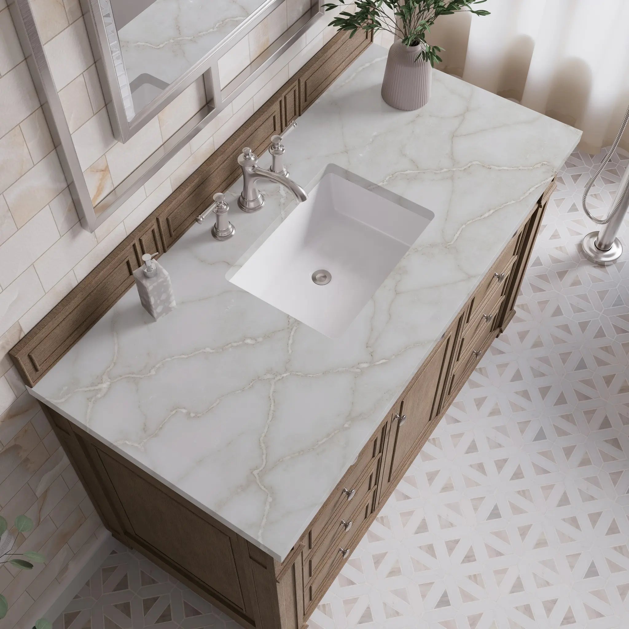 48 Bristol Single Vanity In Whitewashed Walnut Standard Victorian Silver Silestone 8 Widespread 5