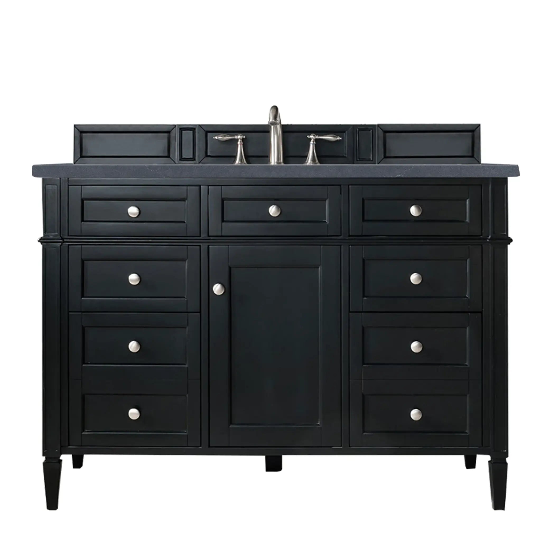48" Brittany Single Vanity in Black Onyx-Charcoal Soapstone Silestone-8" Widespread image