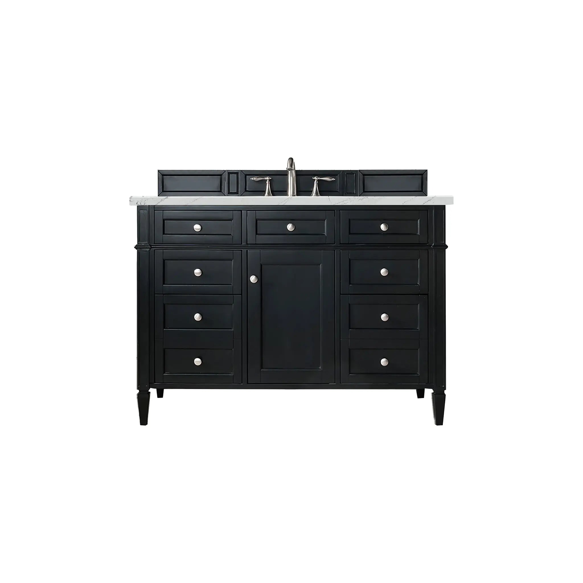 48" Brittany Single Vanity in Black Onyx-Ethereal Noctis Silestone-8" Widespread image