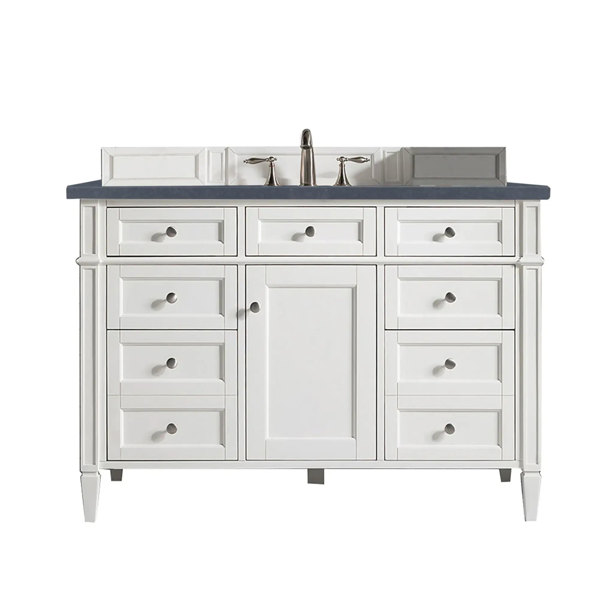 48" Brittany Single Vanity in Bright White-Charcoal Soapstone Silestone-8" Widespread image
