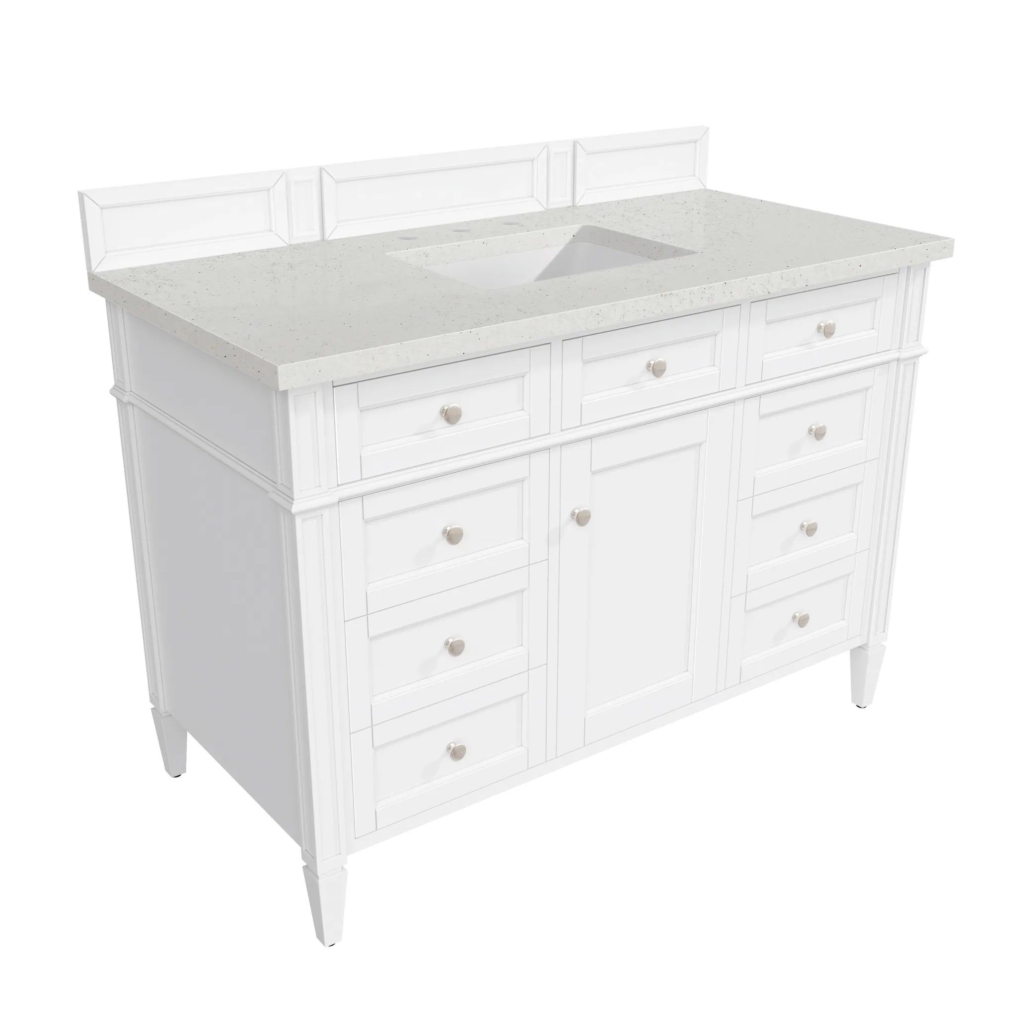 48" Brittany Single Vanity in Bright White-Lime Delight Silestone-8" Widespread image 5