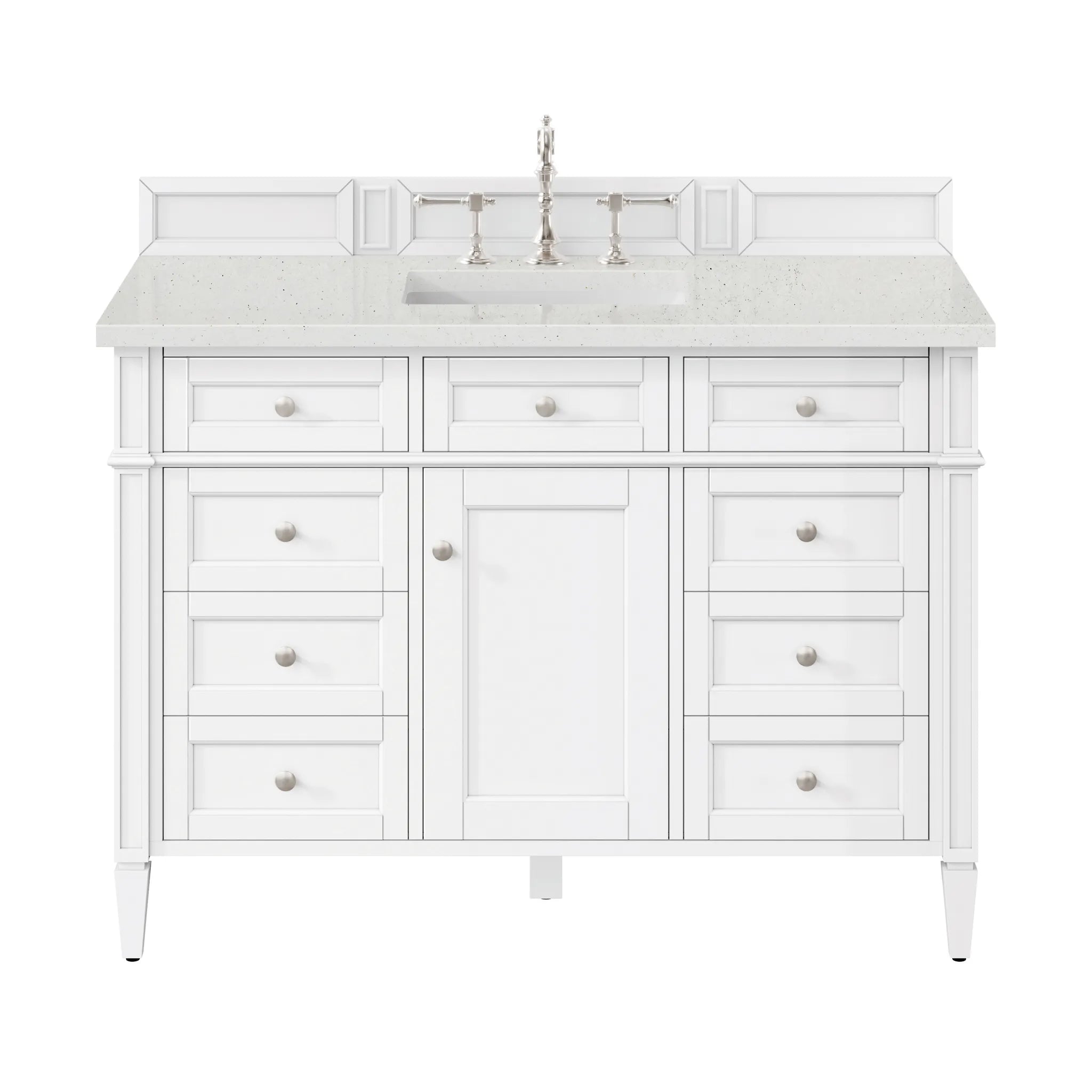48" Brittany Single Vanity in Bright White-Lime Delight Silestone-8" Widespread image
