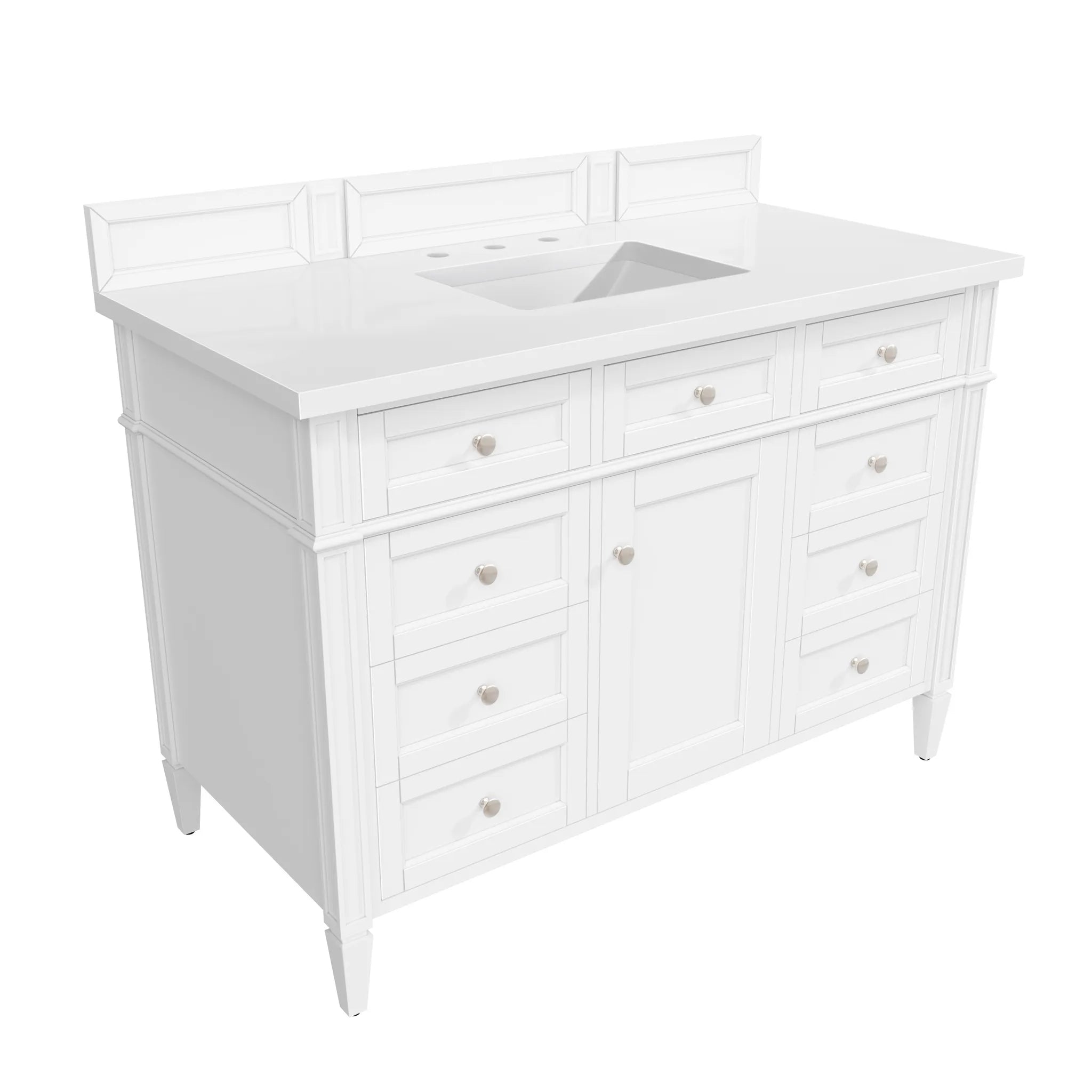 48" Brittany Single Vanity in Bright White-White Zeus Silestone-8" Widespread image 1