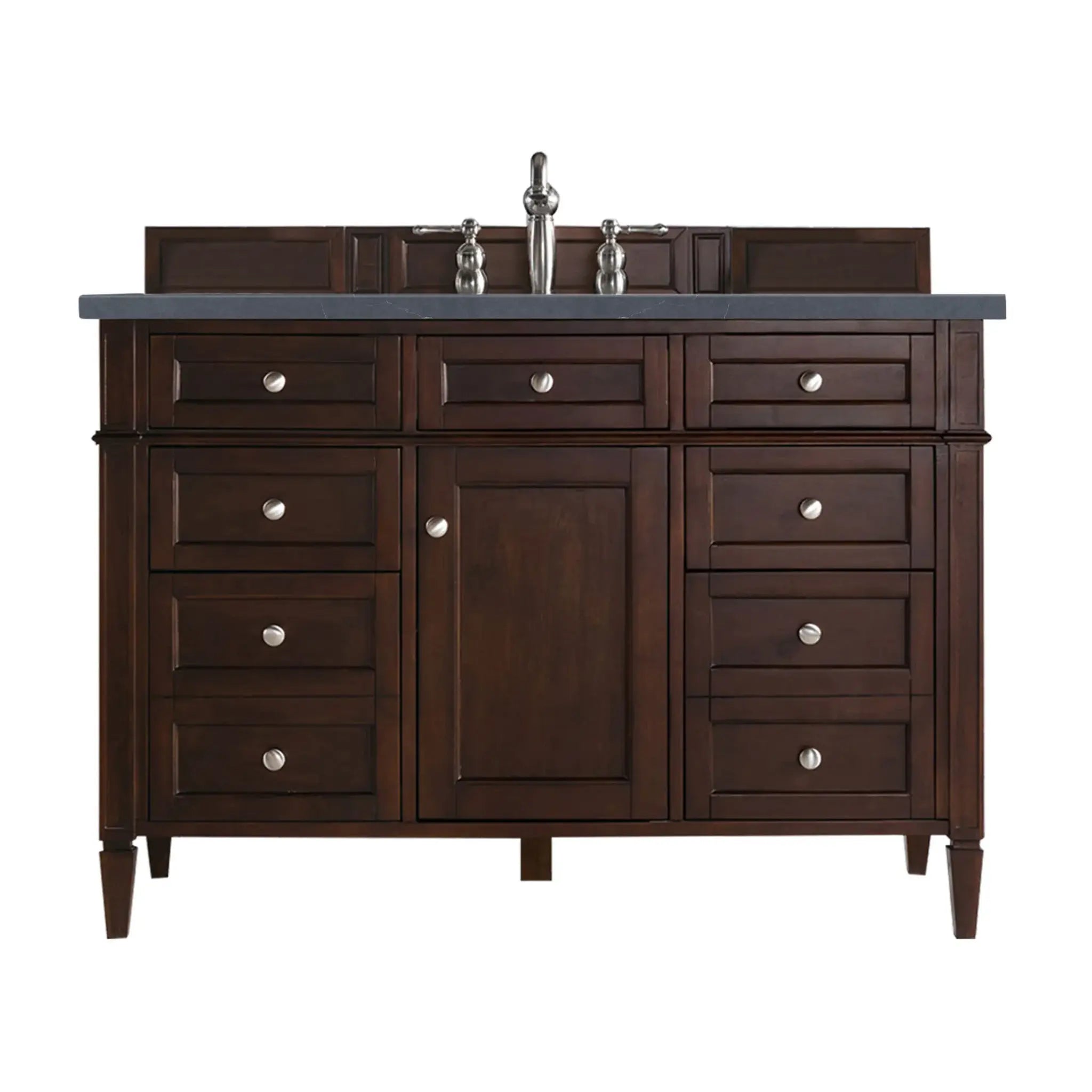 48" Brittany Single Vanity in Burnished Mahogany-Charcoal Soapstone Silestone-8" Widespread image