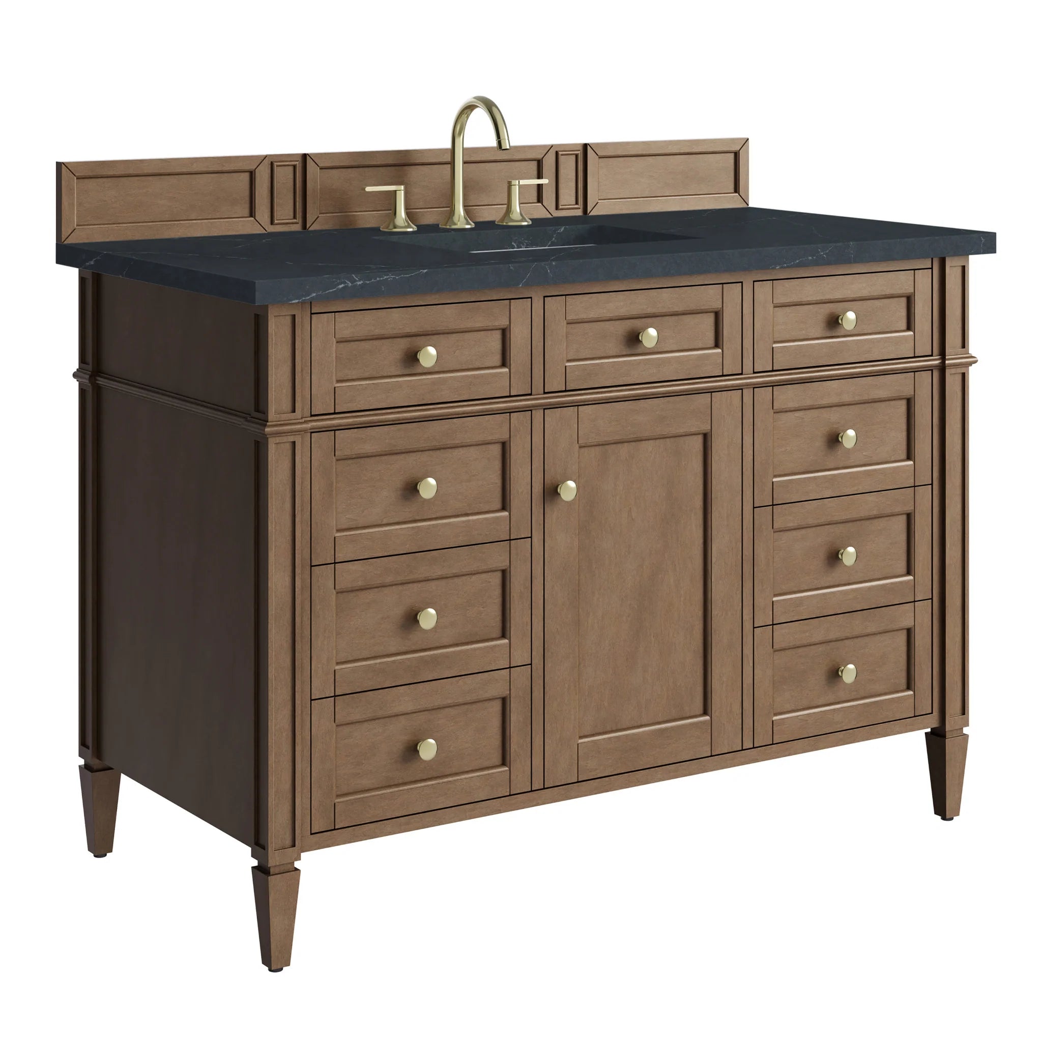 48" Brittany Single Vanity in Pecan by James Martin Vanities-Charcoal Soapstone Silestone 10