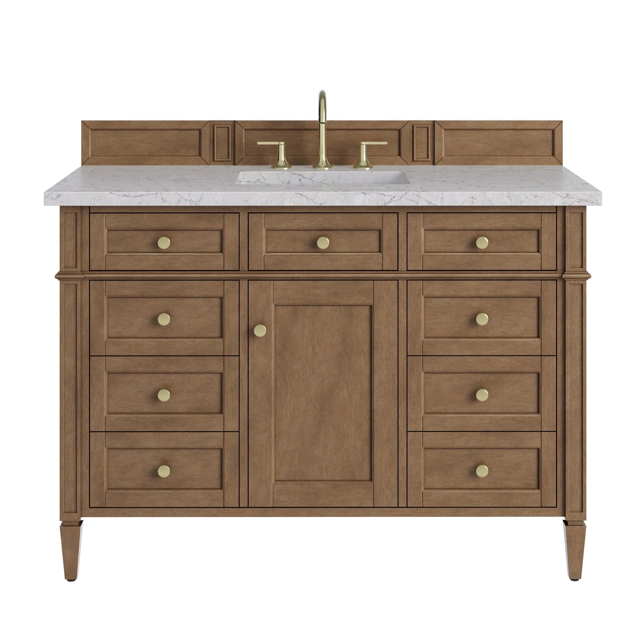 48" Brittany Single Vanity in Pecan by James Martin Vanities-Eternal Jasmine Pearl Silestone 