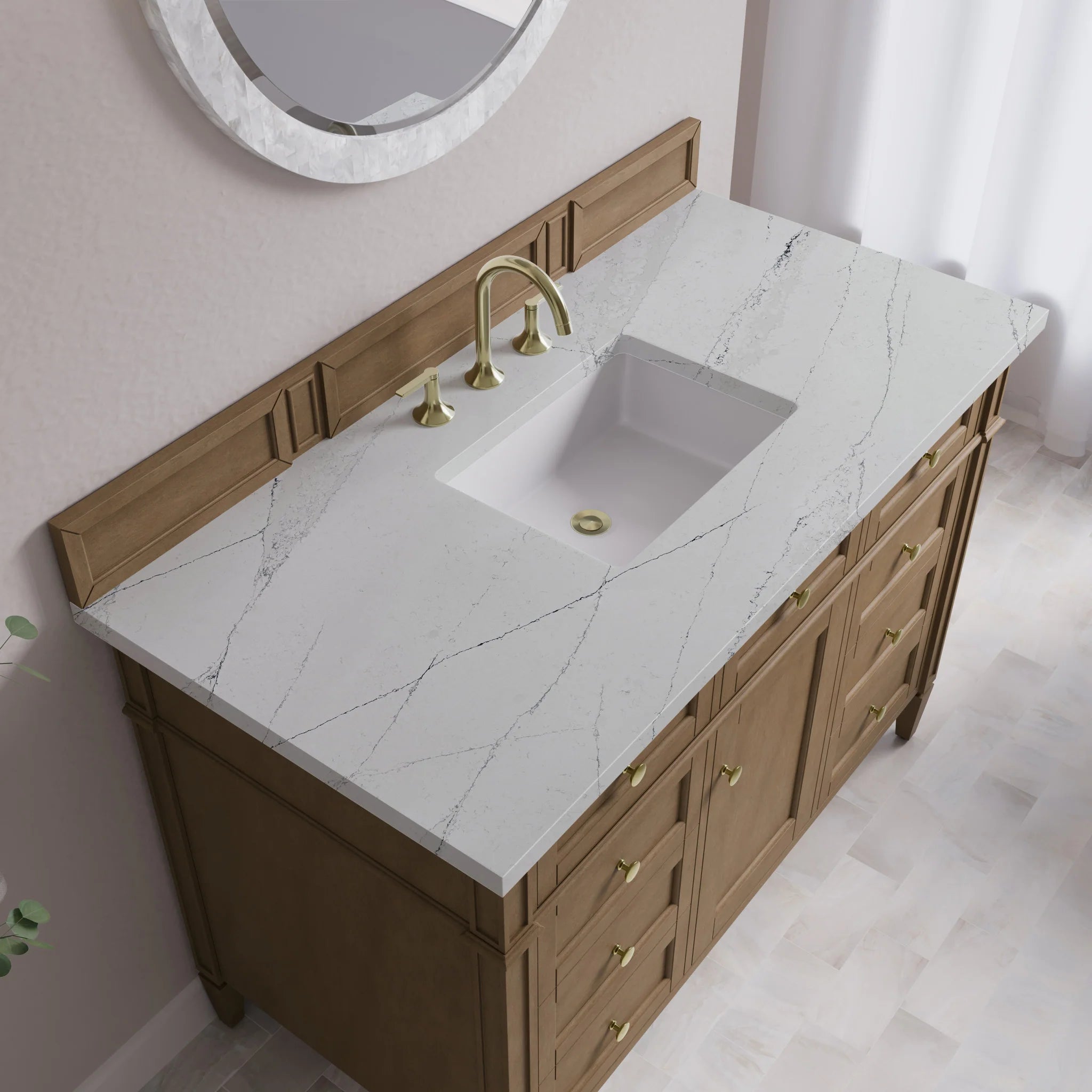 48" Brittany Single Vanity in Pecan by James Martin Vanities-Ethereal Noctis Silestone 6