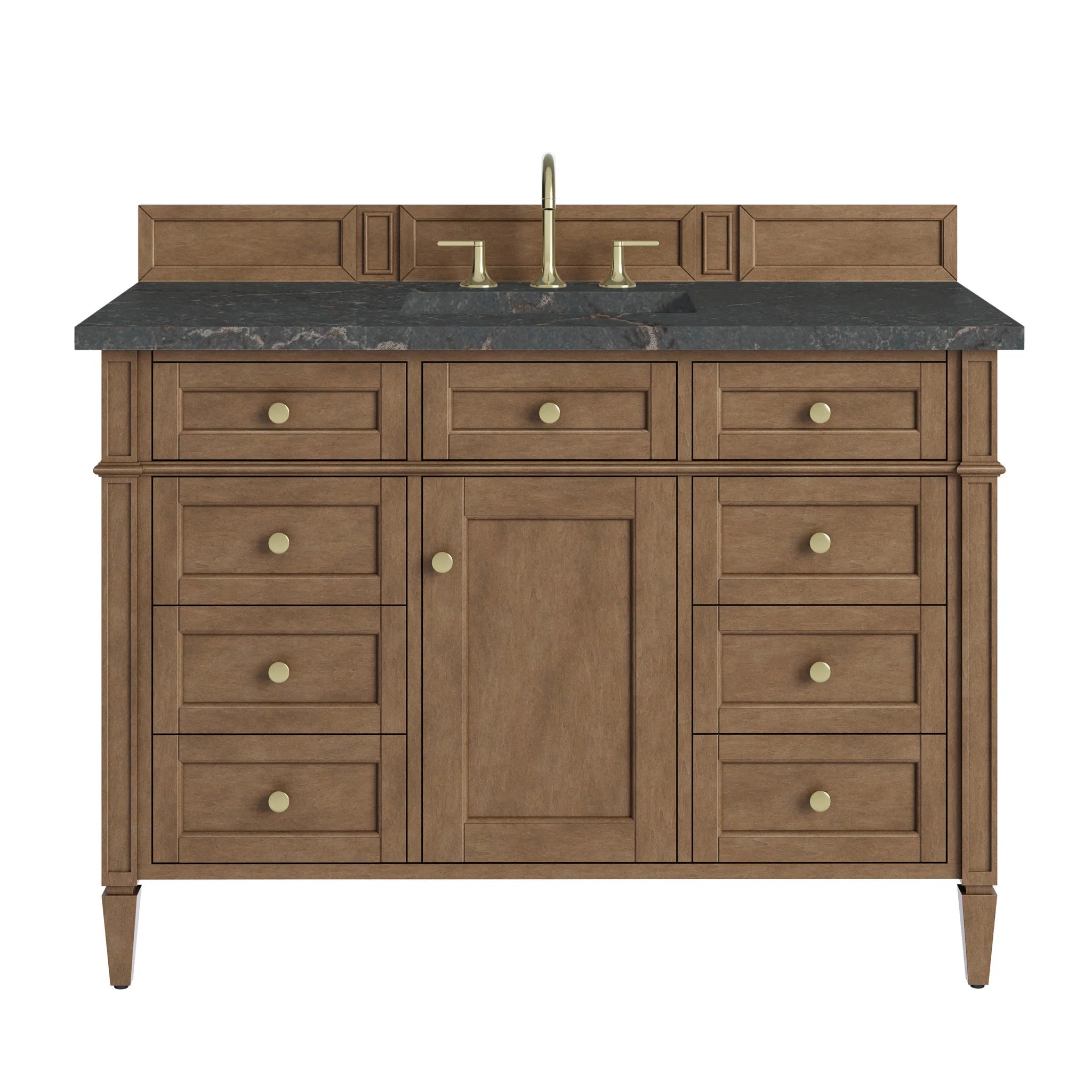 48" Brittany Single Vanity in Pecan by James Martin Vanities-Parisien Bleu Silestone 