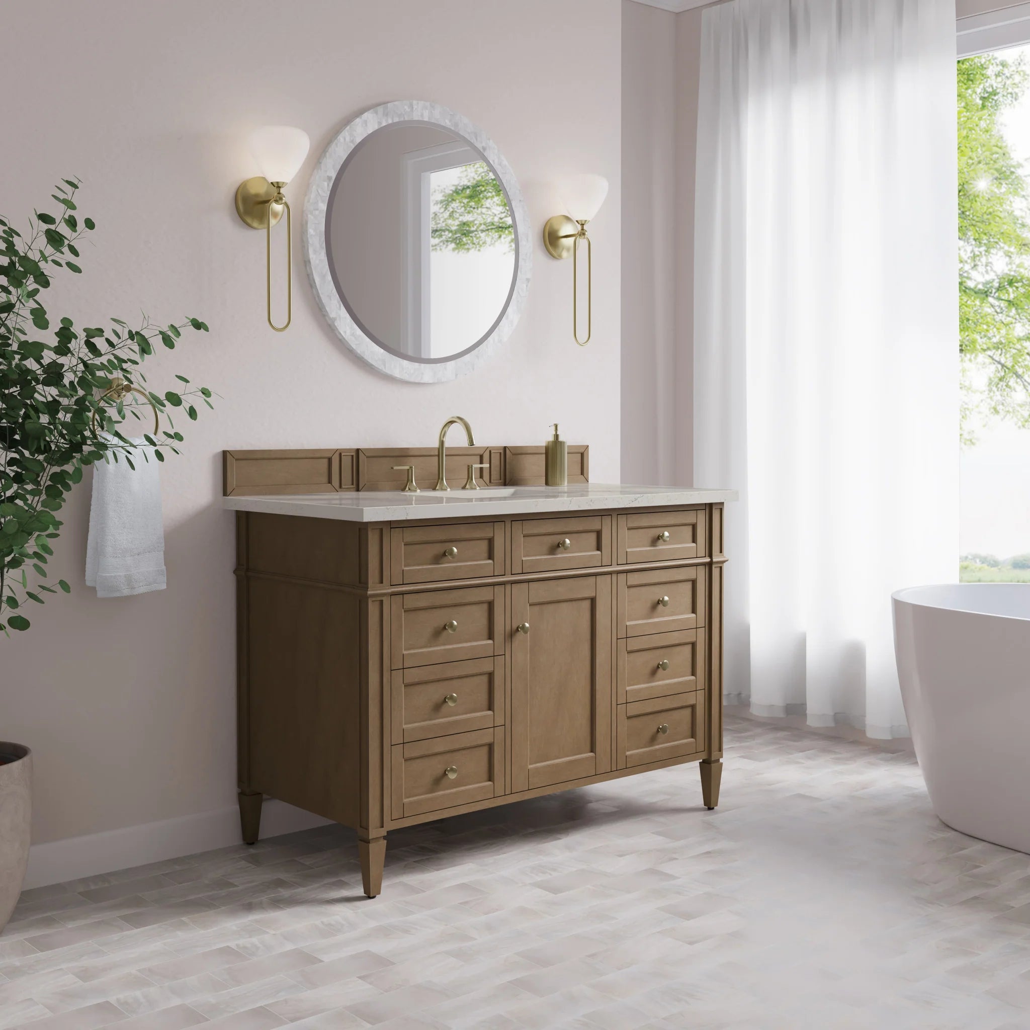 48" Brittany Single Vanity in Pecan by James Martin Vanities-Siberian Silestone 2