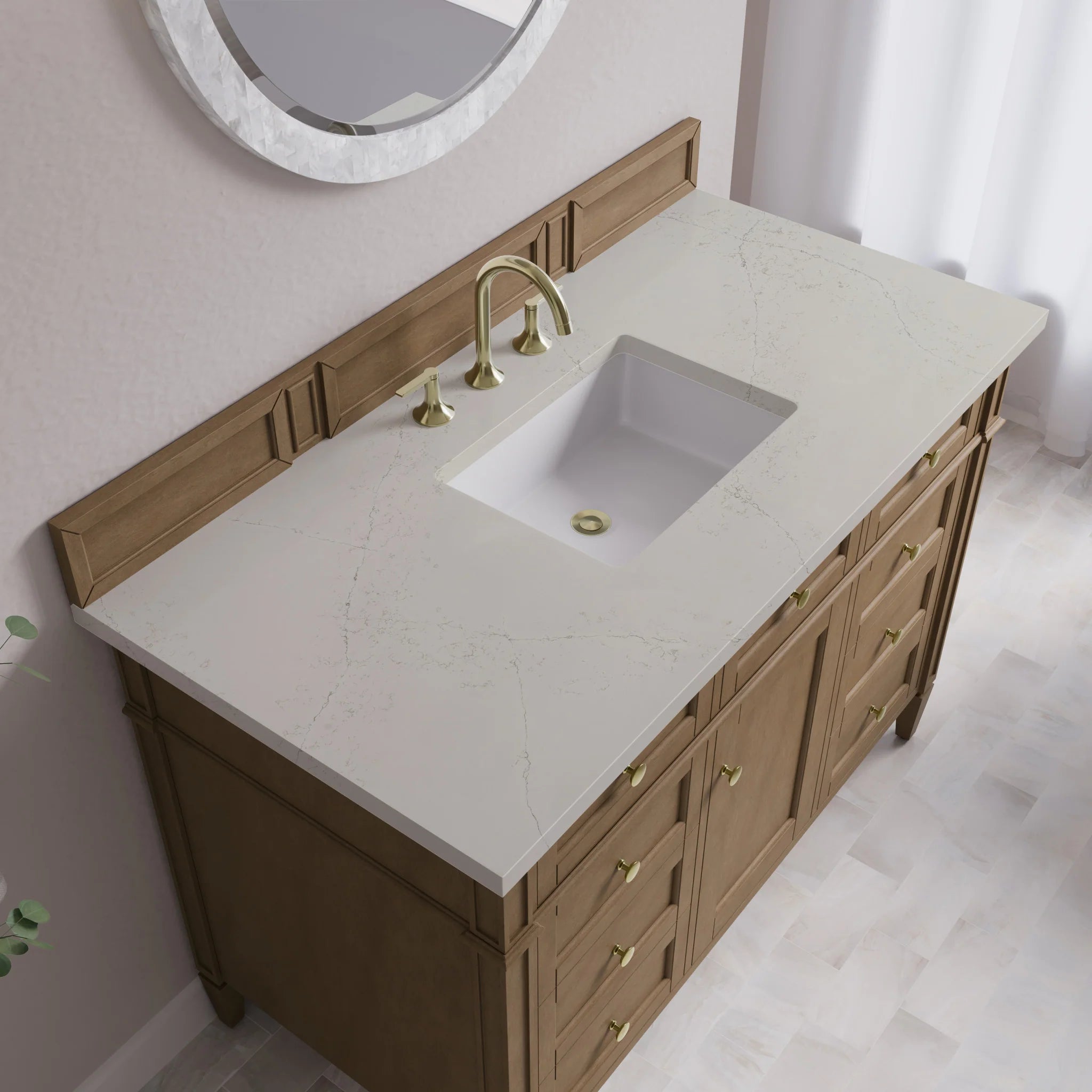 48" Brittany Single Vanity in Pecan by James Martin Vanities-Siberian Silestone 6
