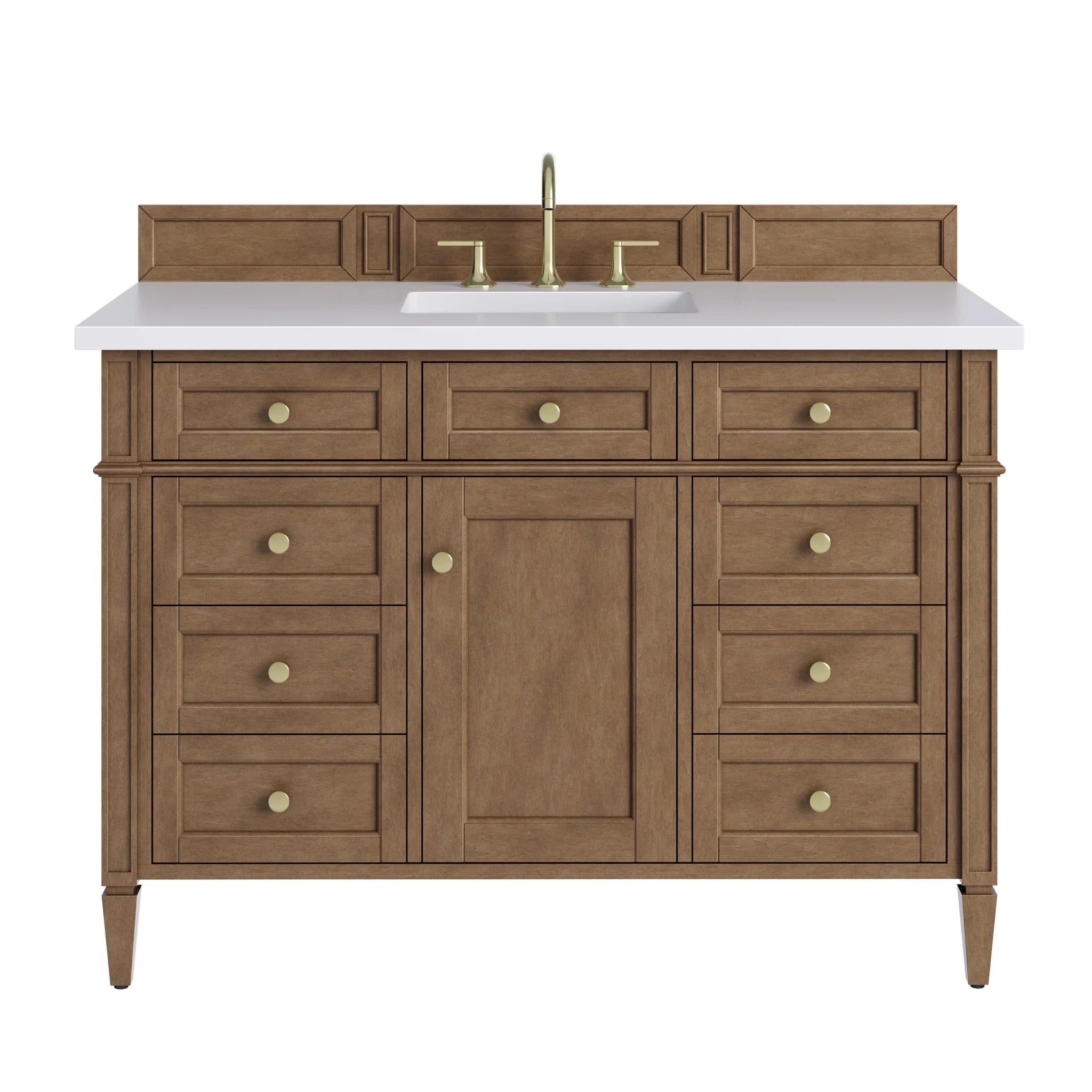 48" Brittany Single Vanity in Pecan by James Martin Vanities-White Zeus Silestone 