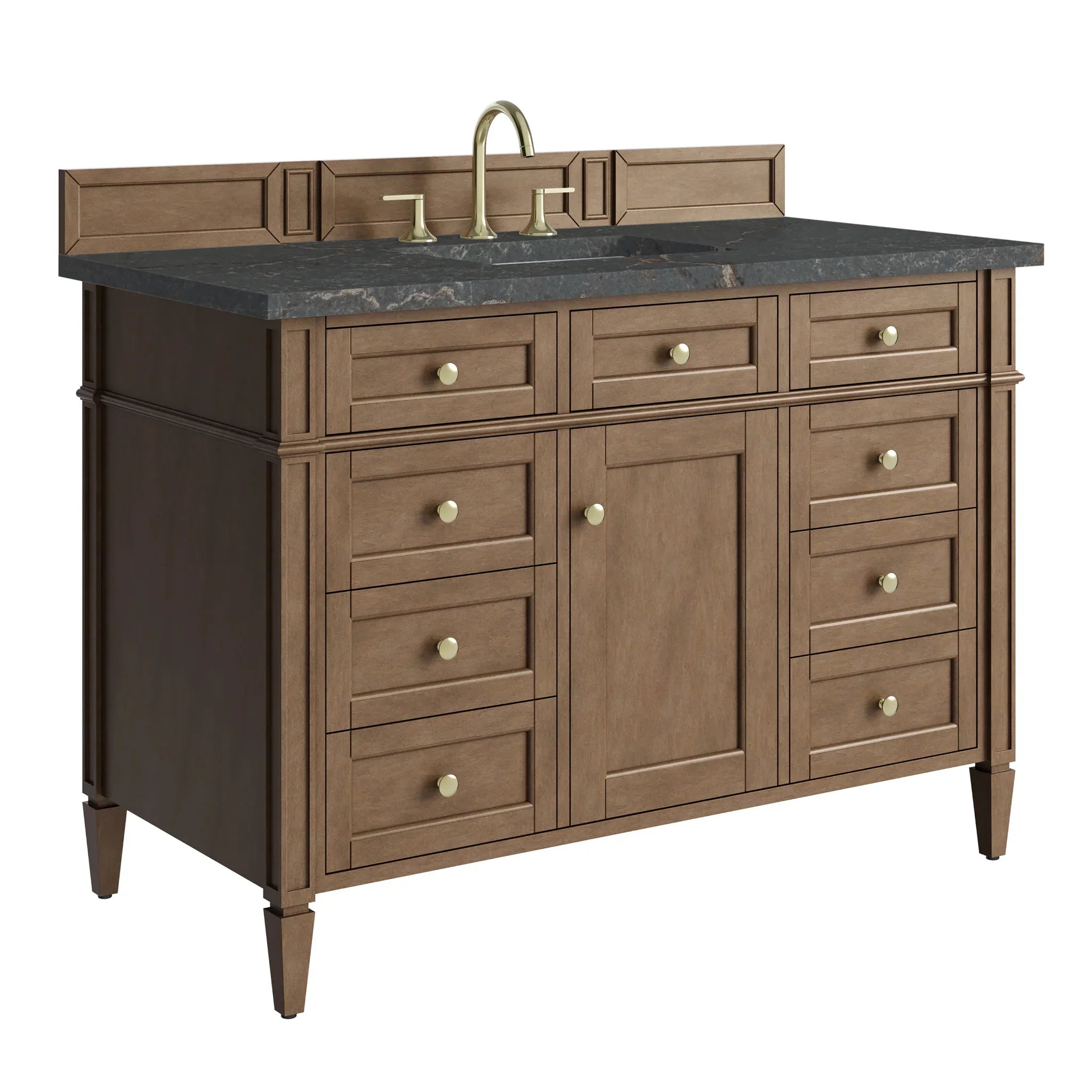 48" Brittany Single Vanity in Pecan w/FreePower Wireless Charger by James Martin Vanities-Parisien Bleu Silestone 11