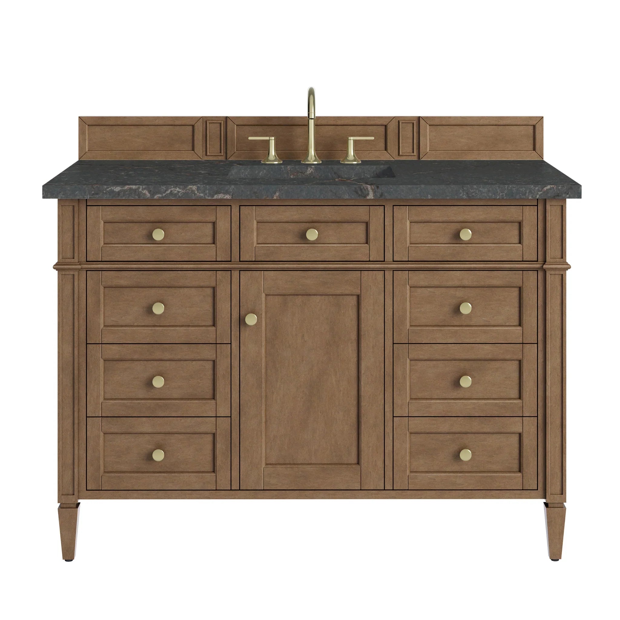 48" Brittany Single Vanity in Pecan w/FreePower Wireless Charger by James Martin Vanities-Parisien Bleu Silestone 