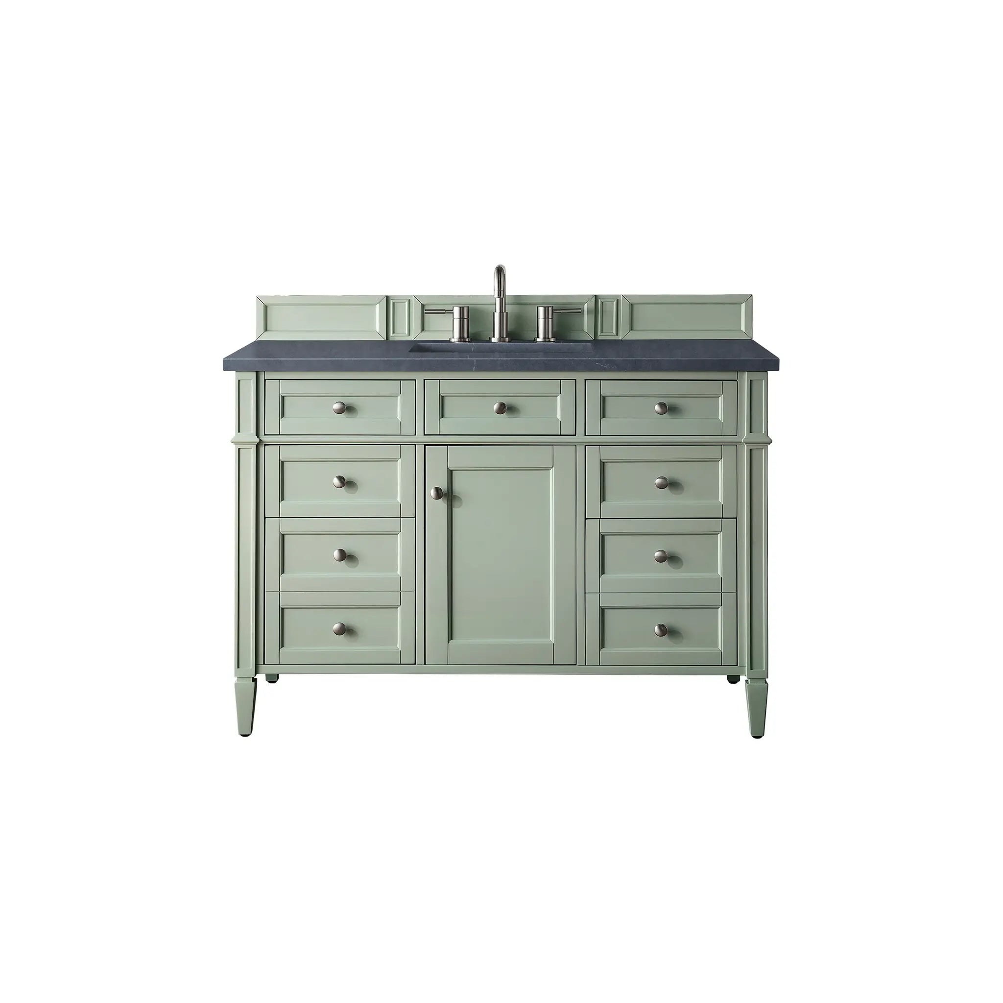48" Brittany Single Vanity in Sage Green-Charcoal Soapstone Silestone-8" Widespread image
