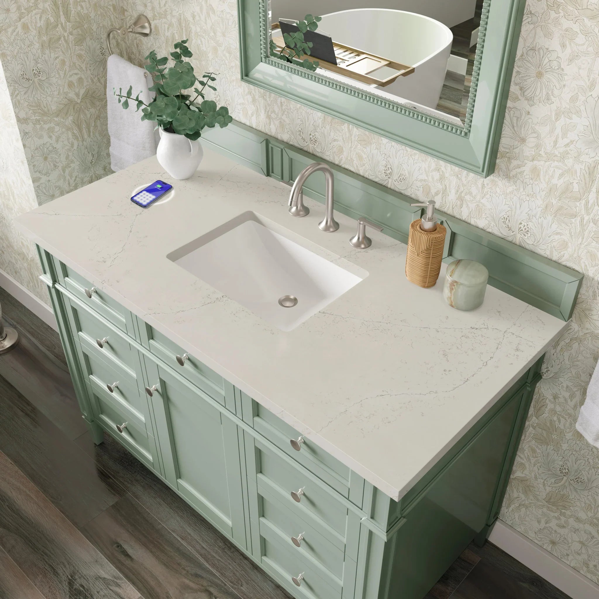 48-brittany-single-vanity-in-sage-green-w-freepower-wireless-charger-by-james-martin-vanities-siberian-silestone image 7
