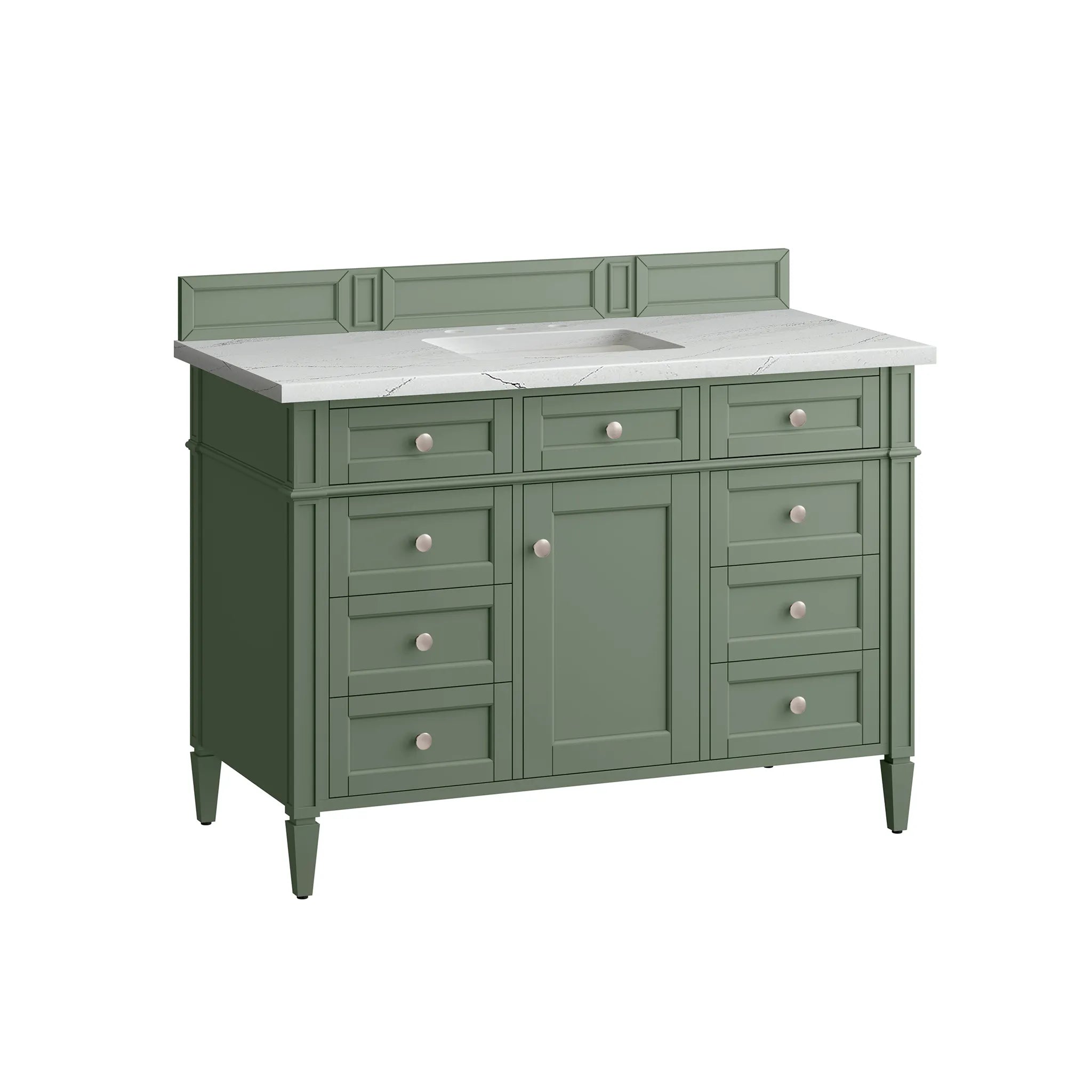 48" Brittany Single Vanity in Smokey Celadon w/FreePower Wireless Charger-Ethereal Noctis Silestone-8" Widespread image 8