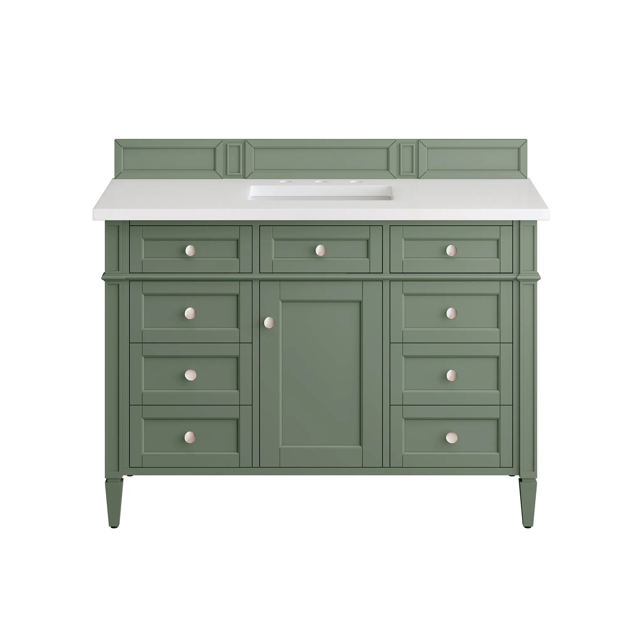 48" Brittany Single Vanity in Smokey Celadon-White Zeus Silestone-8" Widespread image 1