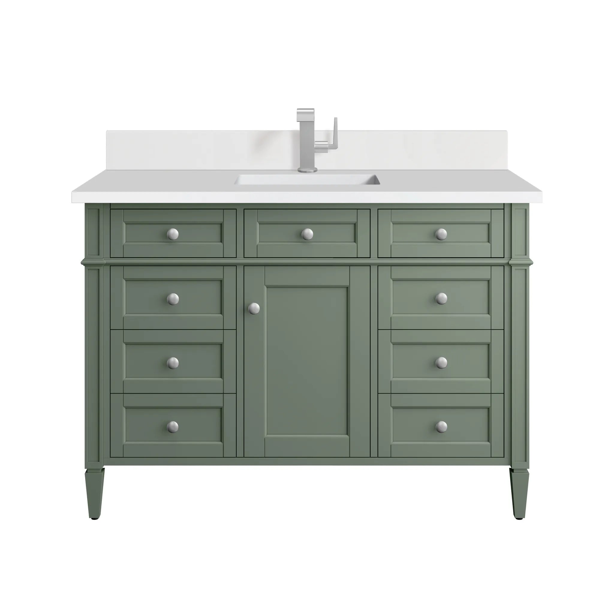 48" Brittany Single Vanity in Smokey Celadon-White Zeus Silestone & Backsplash-Single Hole image