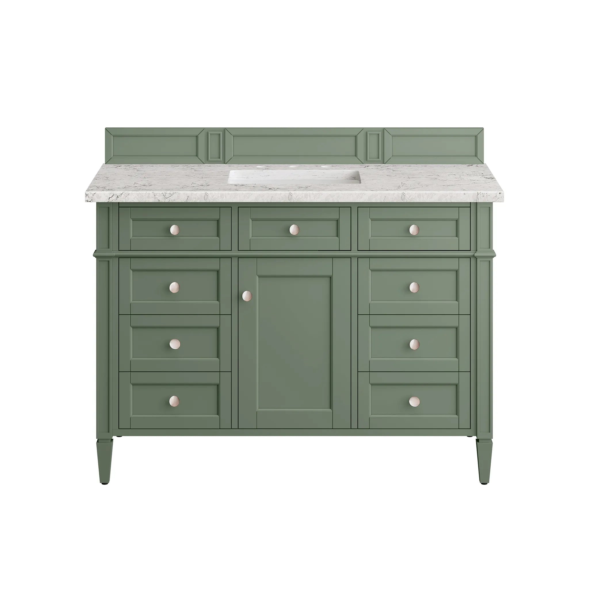 48" Brittany Single Vanity in Smokey Celadon Wireless Charger-Eternal Jasmine Pearl Silestone-8" Widespread image 1