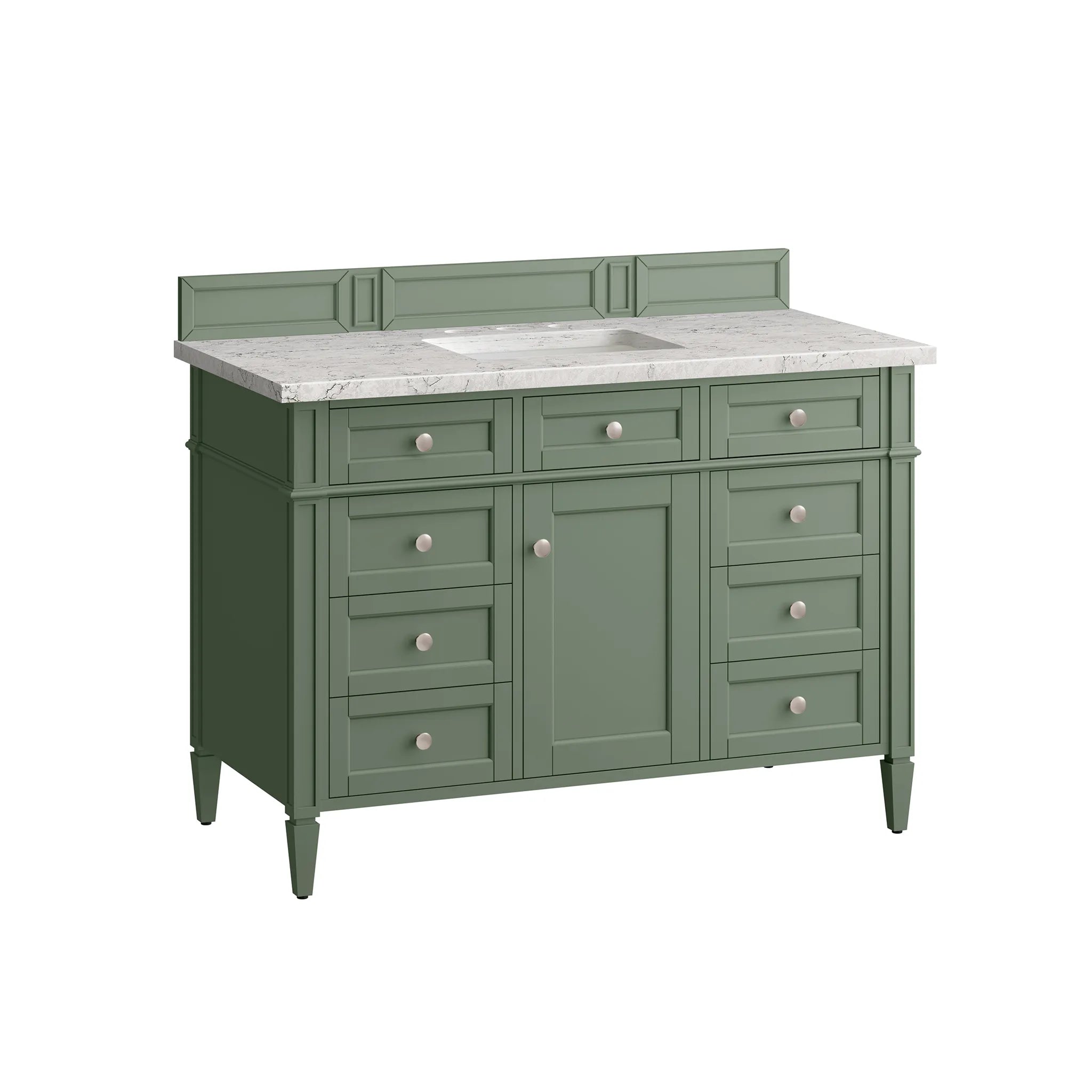 48" Brittany Single Vanity in Smokey Celadon Wireless Charger-Eternal Jasmine Pearl Silestone-8" Widespread image 8