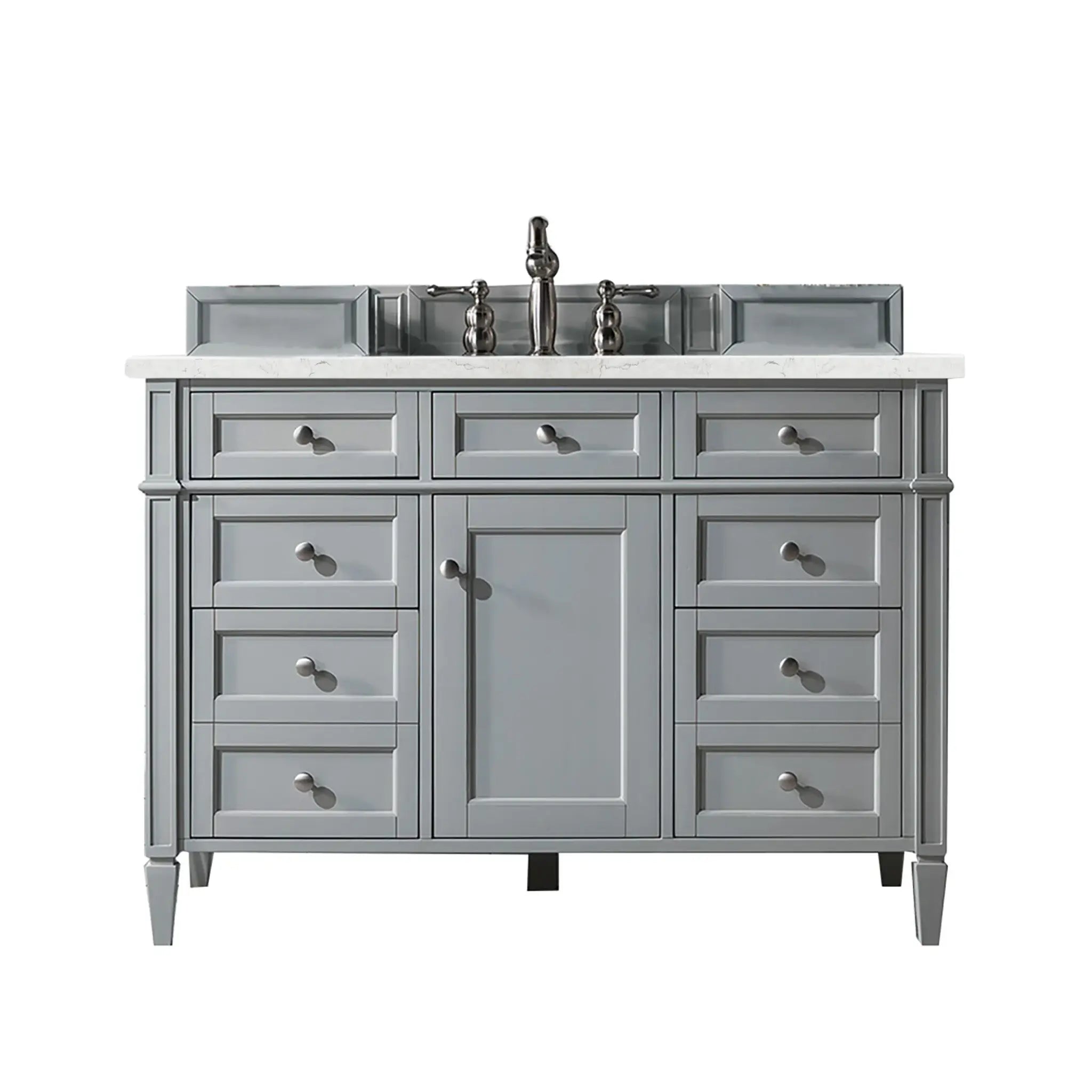 48" Brittany Single Vanity in Urban Gray-Eternal Jasmine Pearl Silestone-8" Widespread image