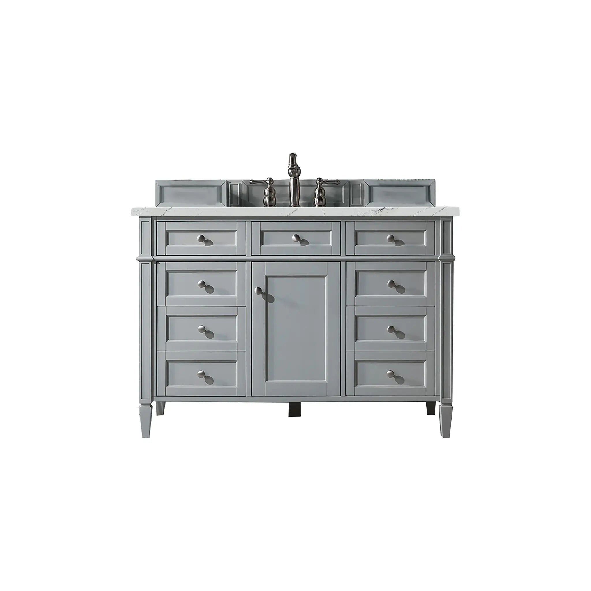 48" Brittany Single Vanity in Urban Gray-Ethereal Noctis Silestone-8" Widespread image