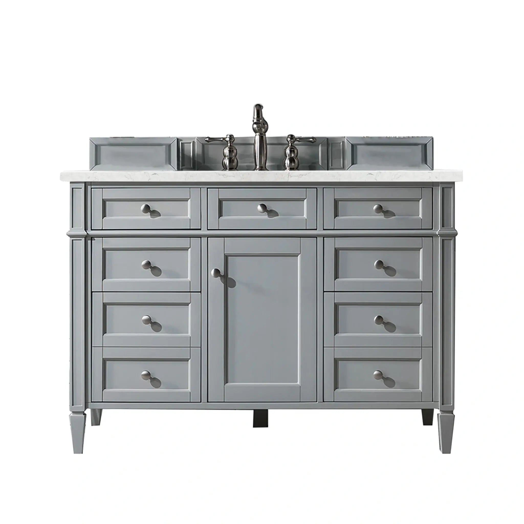 48 Brittany Single Vanity In Urban Gray Power Enabled Eternal Jasmine Pearl Silestone 8 Widespread 1
