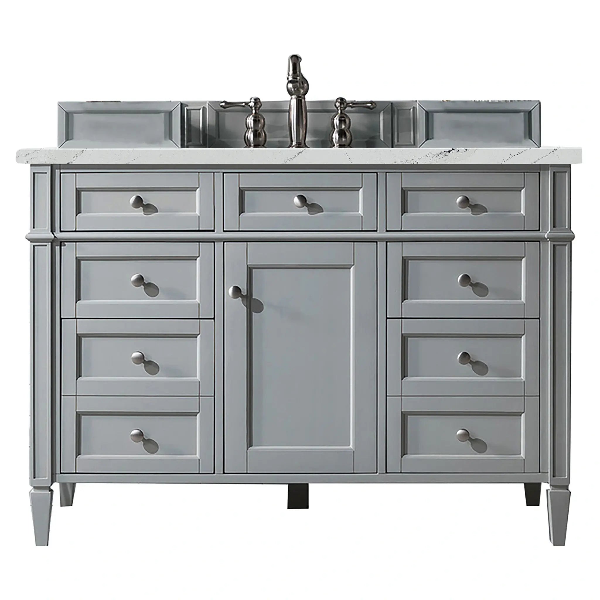 48 Brittany Single Vanity In Urban Gray Power Enabled Ethereal Noctis Silestone 8 Widespread 1