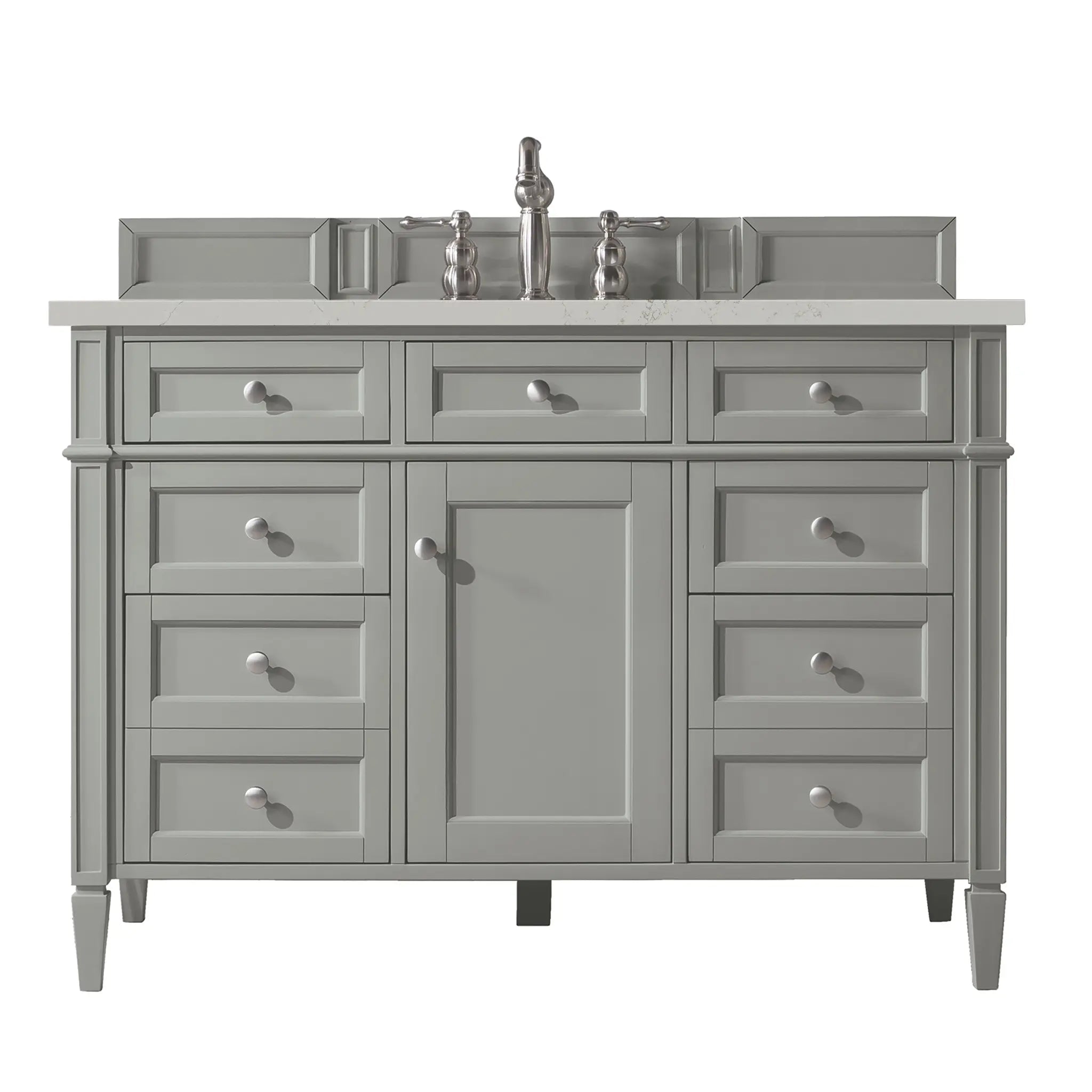 48 Brittany Single Vanity In Urban Gray Power Enabled Siberian Silestone 8 Widespread 1