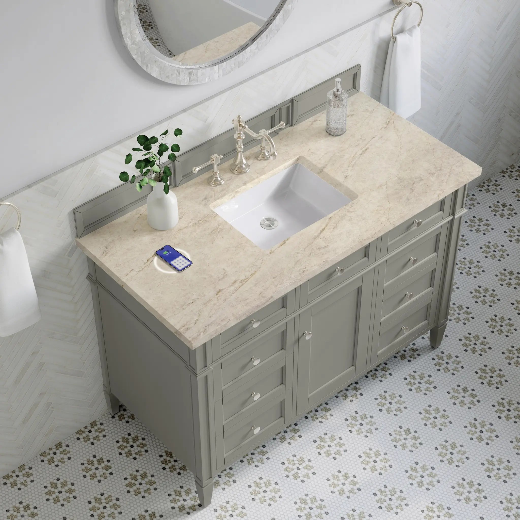 48 Brittany Single Vanity In Urban Gray Power Enabled Tajnar Eclos 8 Widespread 8