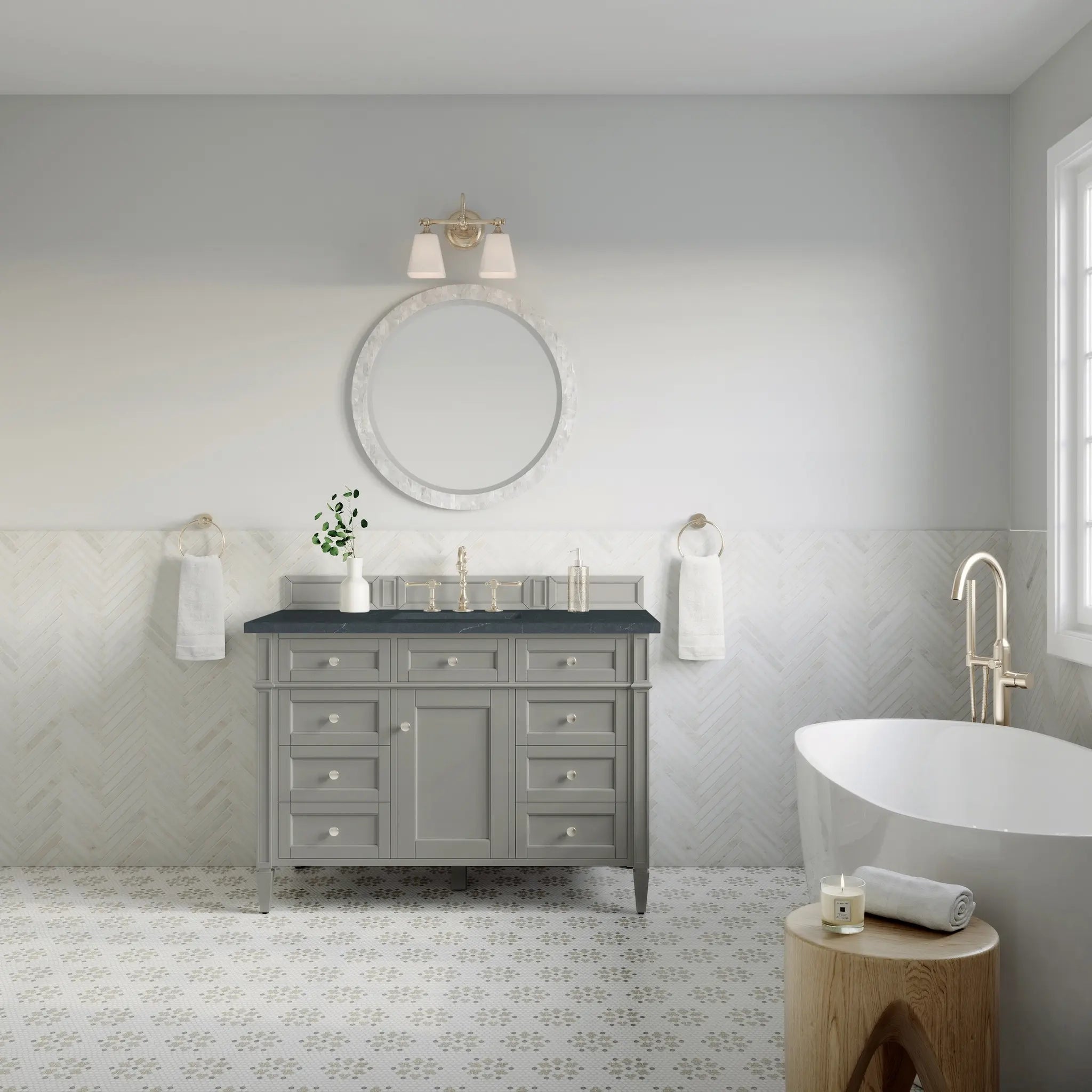 48 Brittany Single Vanity In Urban Gray Standard Charcoal Soapstone Silestone 8 Widespread 3