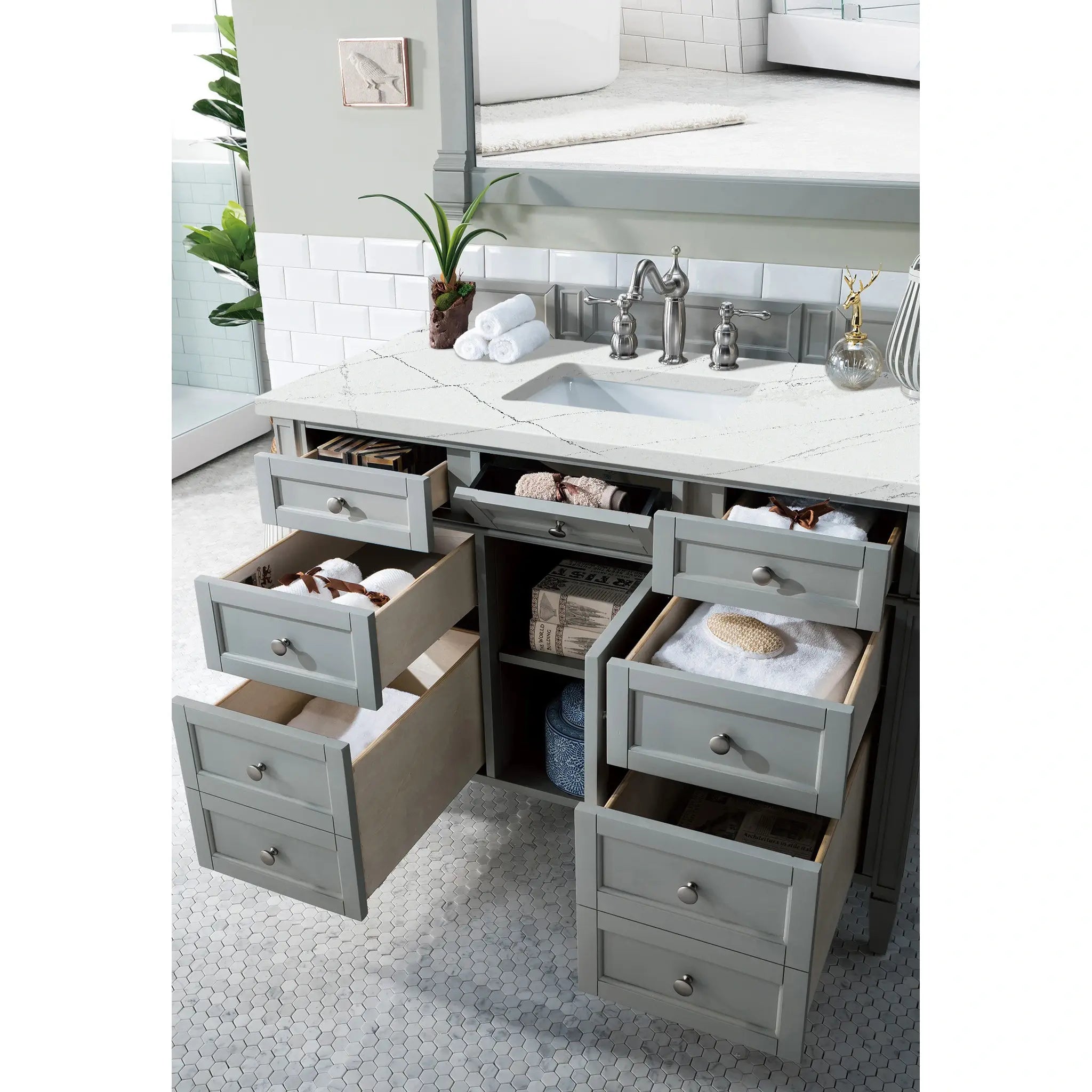48 Brittany Single Vanity In Urban Gray Standard Ethereal Noctis Silestone 8 Widespread 5