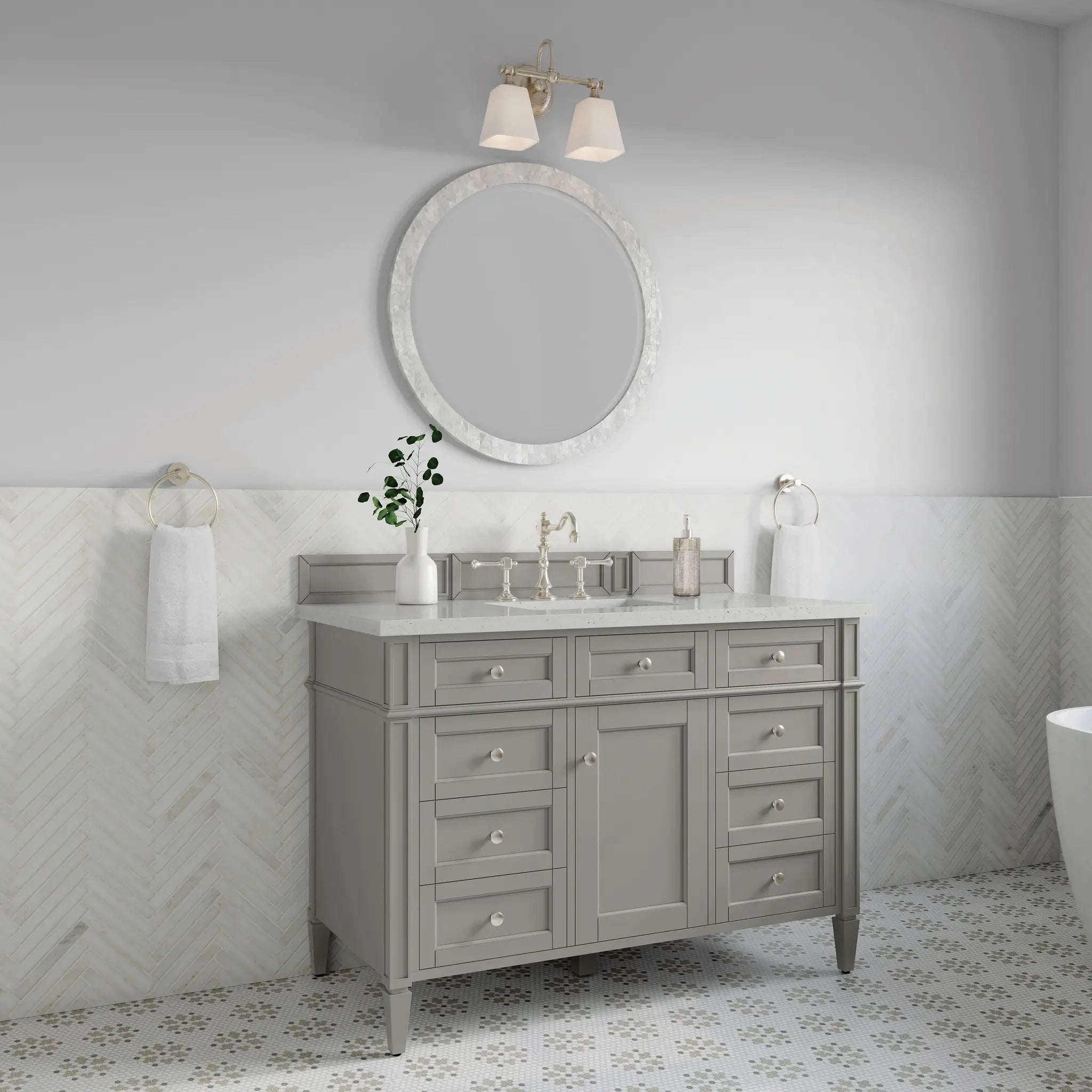 48 Brittany Single Vanity In Urban Gray Standard Lime Delight Silestone 8 Widespread 4